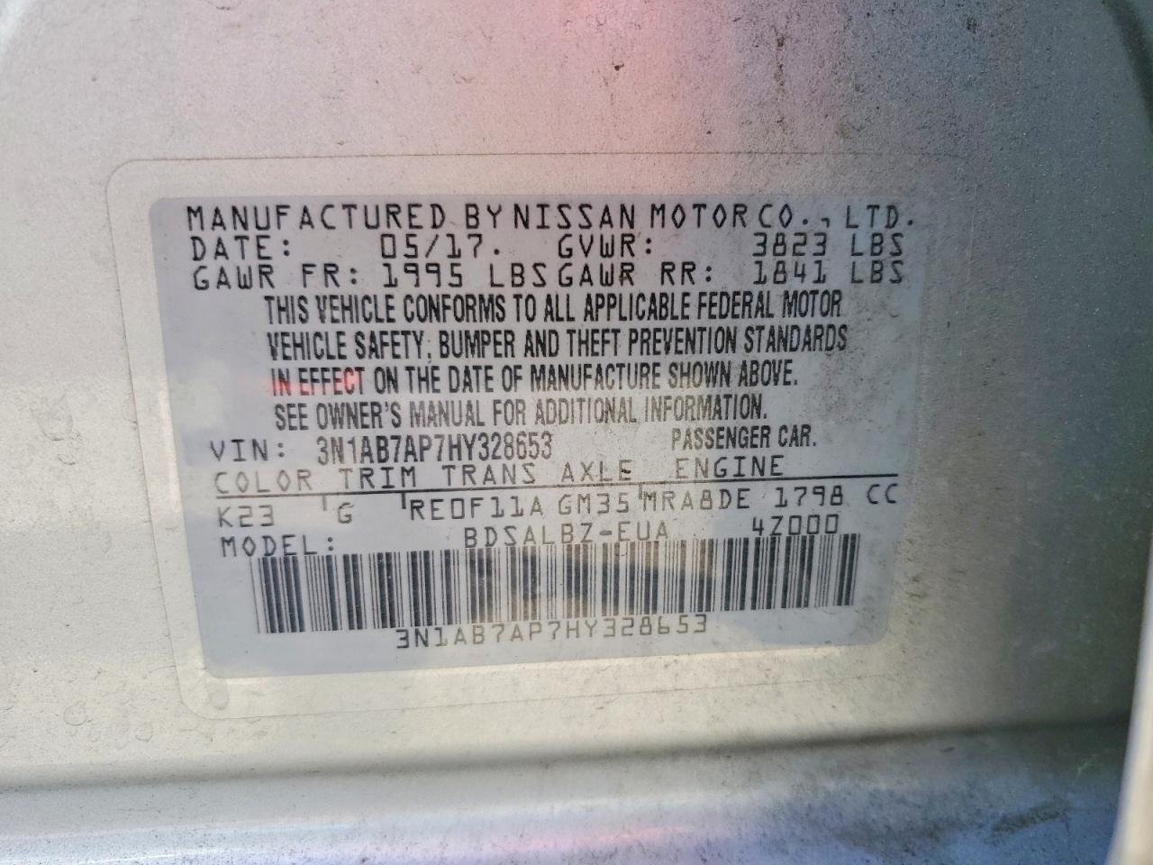 2017 Nissan Sentra S Серебряный vin: 3N1AB7AP7HY328653