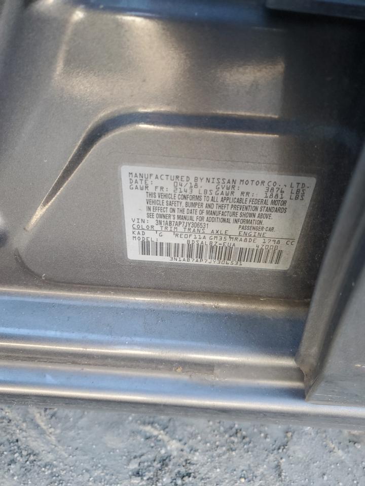 2018 Nissan Sentra S Gray vin: 3N1AB7AP7JY306531