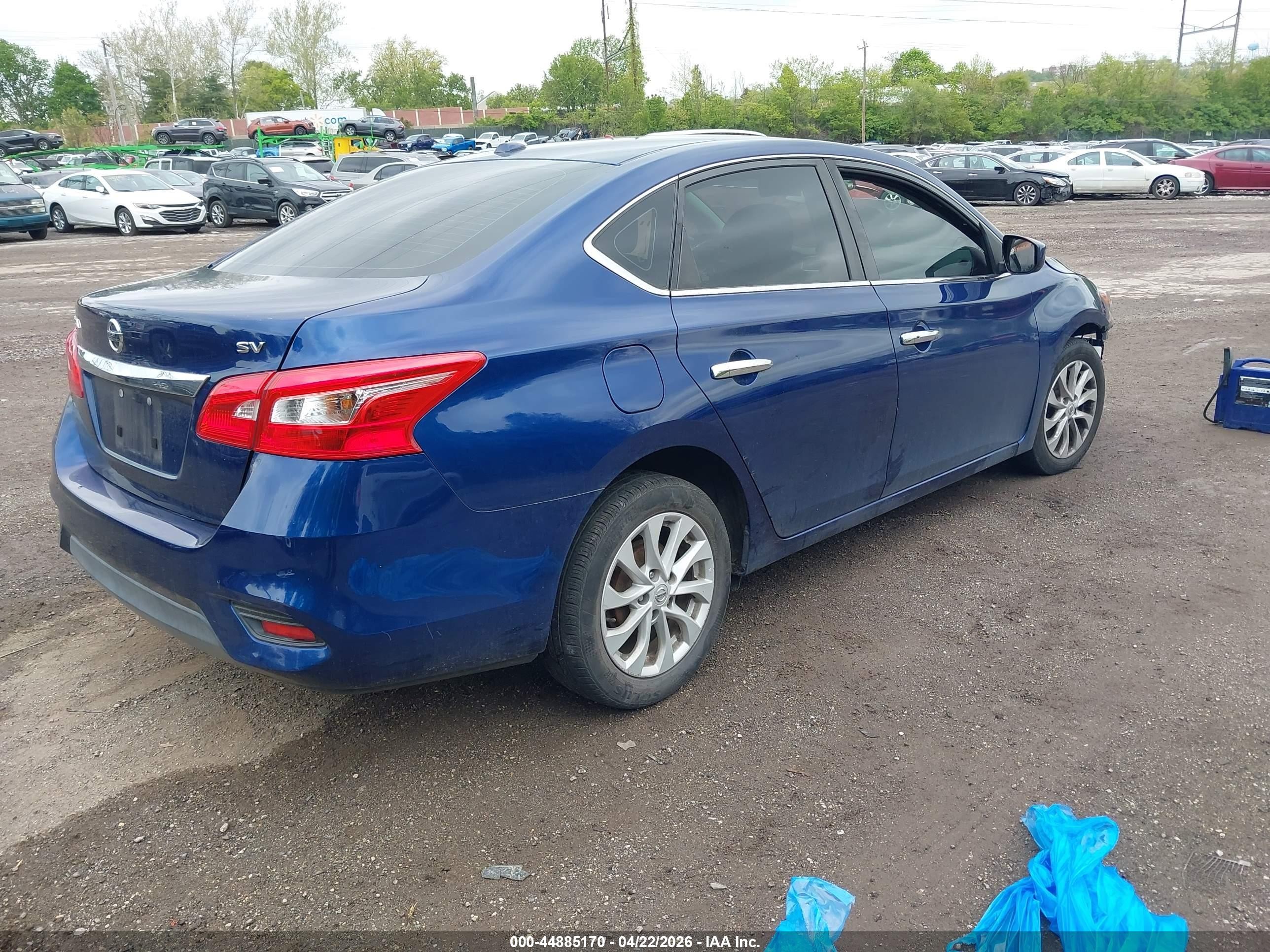 2019 Nissan Sentra Sv Blue vin: 3N1AB7AP7KY363751