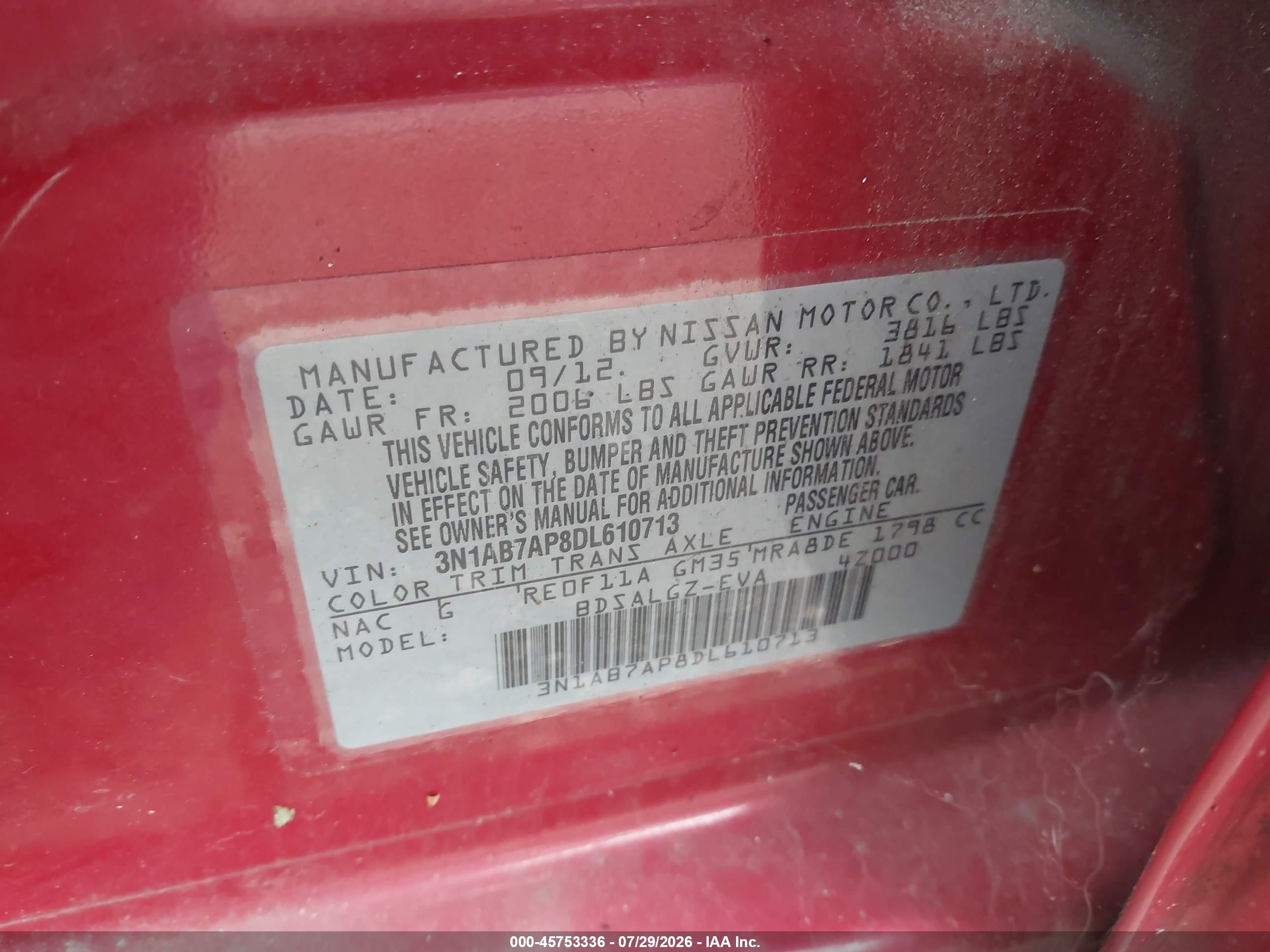 2013 Nissan Sentra Sl Red vin: 3N1AB7AP8DL610713