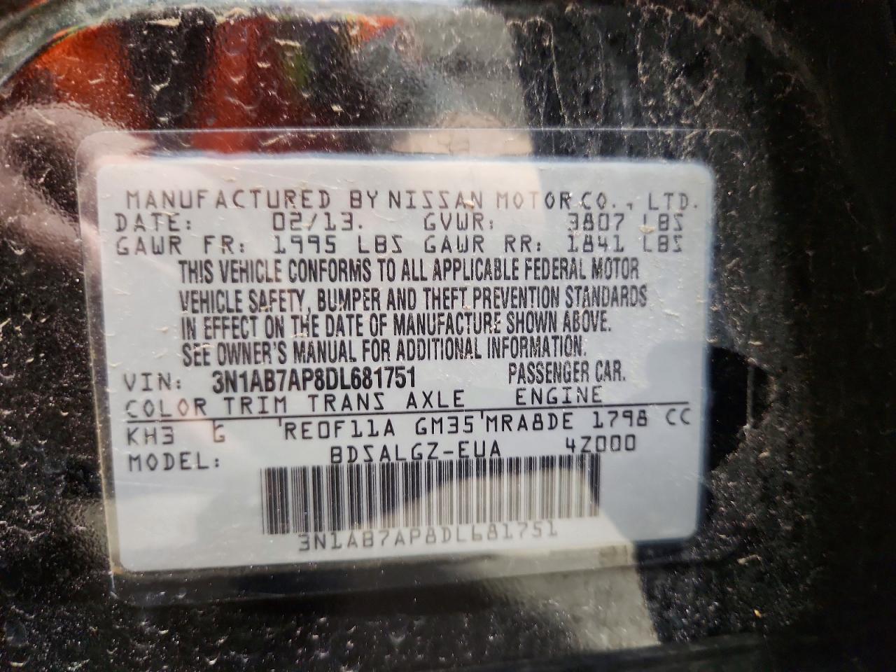 2013 Nissan Sentra S Black vin: 3N1AB7AP8DL681751