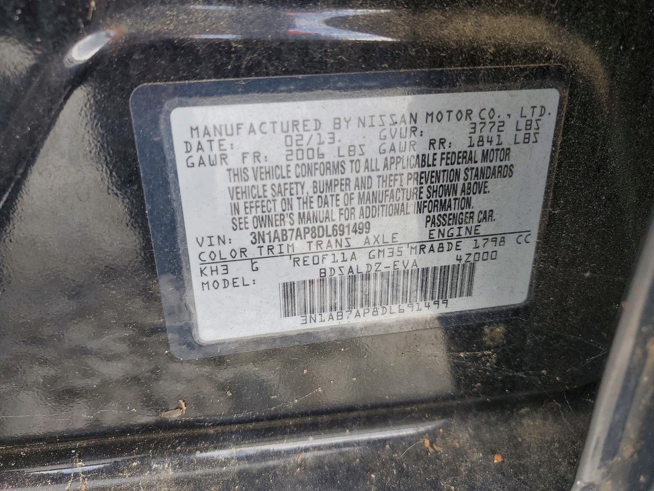 2013 Nissan Sentra S Black vin: 3N1AB7AP8DL691499