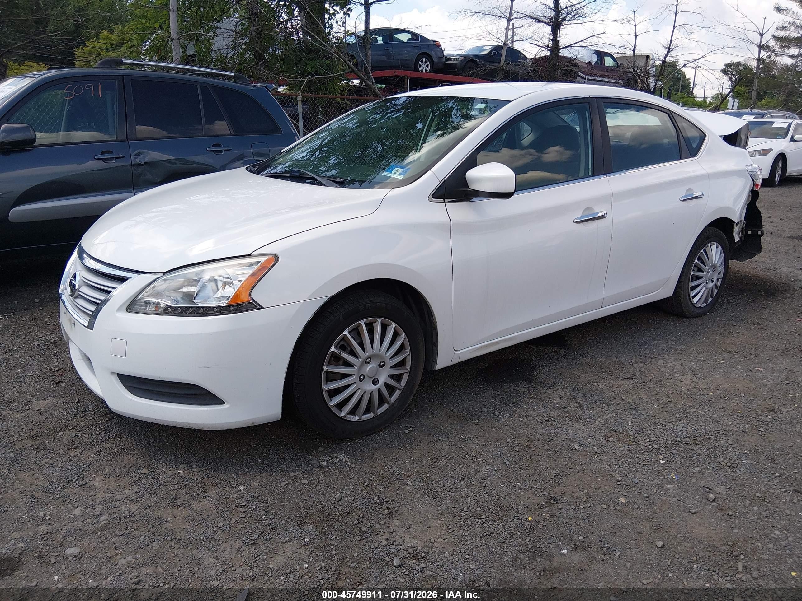 2013 Nissan Sentra Sv White vin: 3N1AB7AP8DL698646