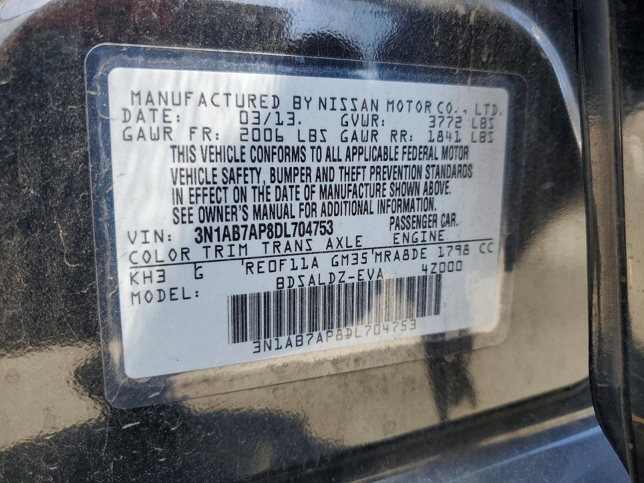 2013 Nissan Sentra S Black vin: 3N1AB7AP8DL704753