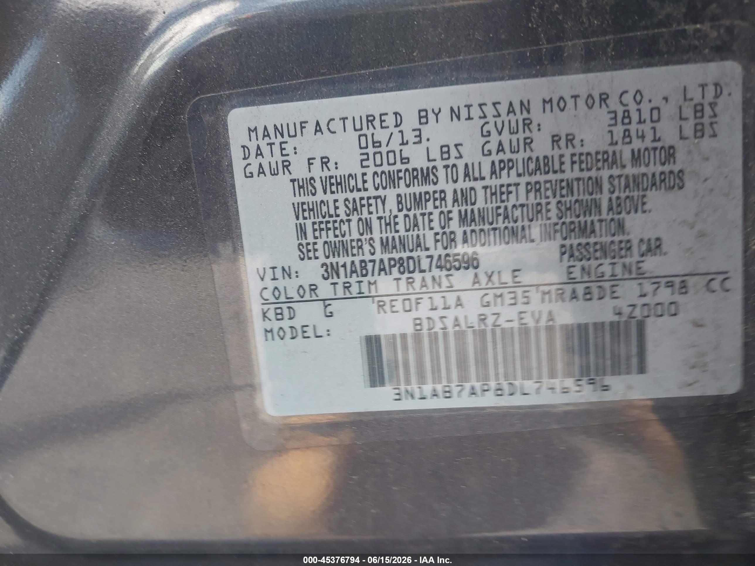 2013 Nissan Sentra Sr Серый vin: 3N1AB7AP8DL746596