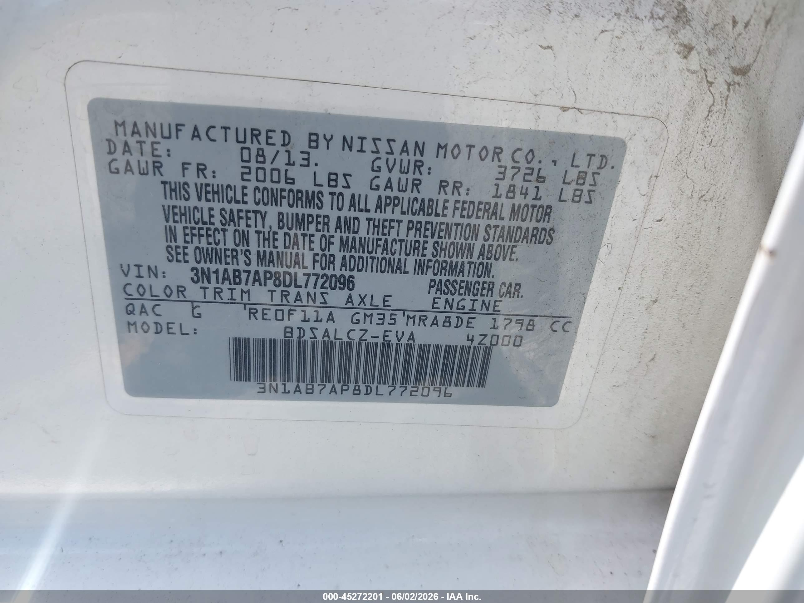 2013 Nissan Sentra S White vin: 3N1AB7AP8DL772096