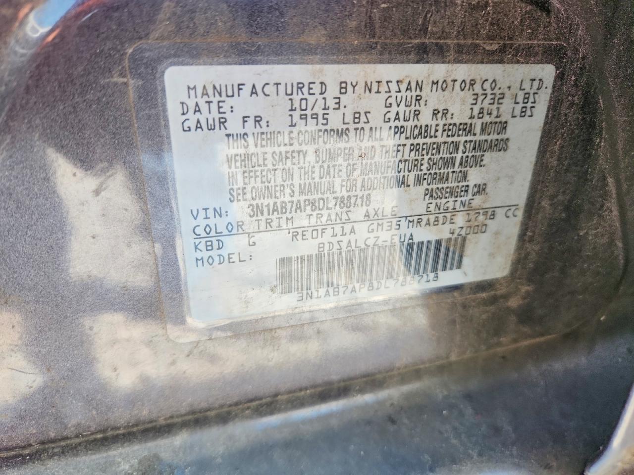 2013 Nissan Sentra S Gray vin: 3N1AB7AP8DL788718