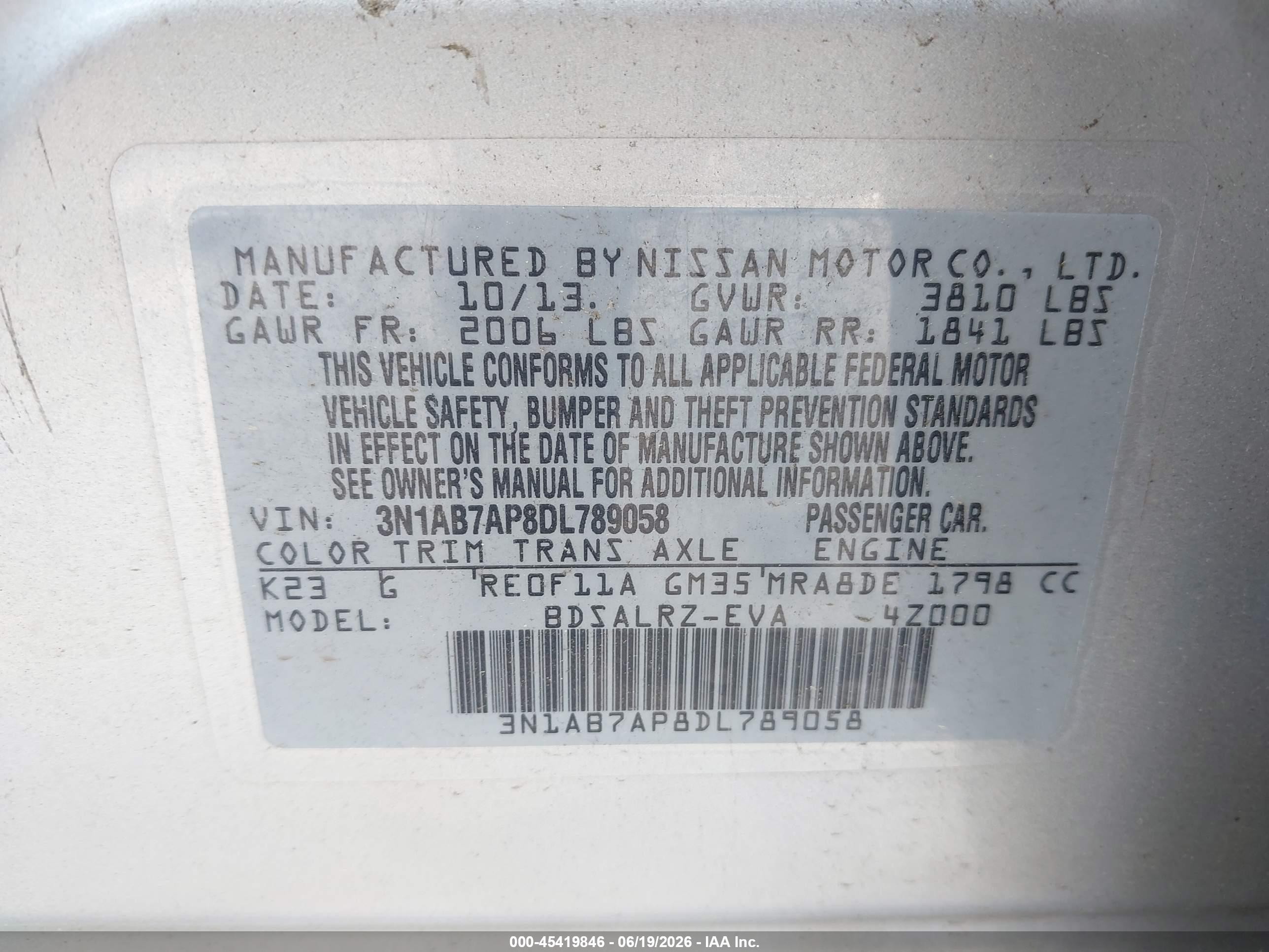 2013 Nissan Sentra Sr Silver vin: 3N1AB7AP8DL789058