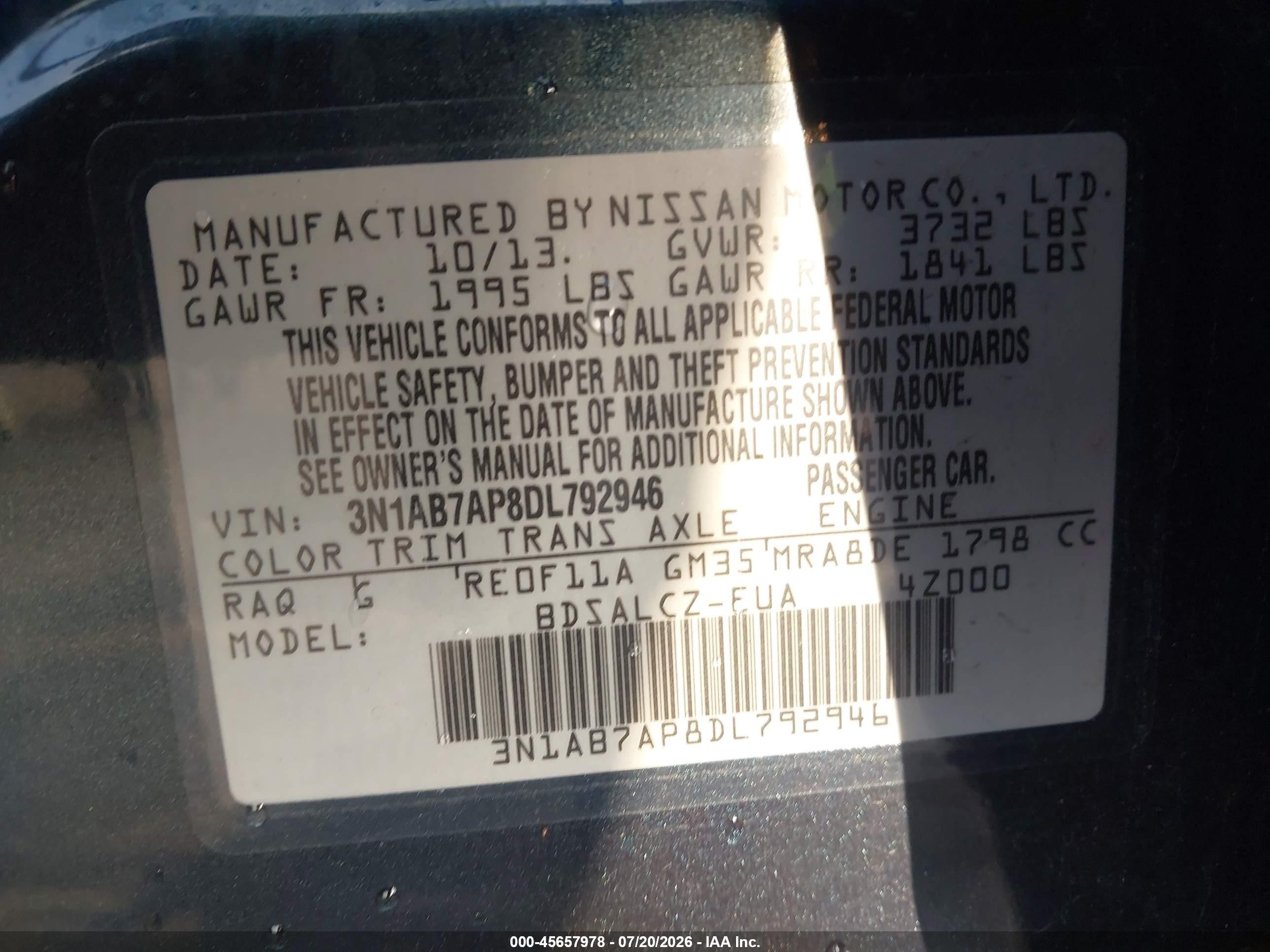 2013 Nissan Sentra S Серый vin: 3N1AB7AP8DL792946