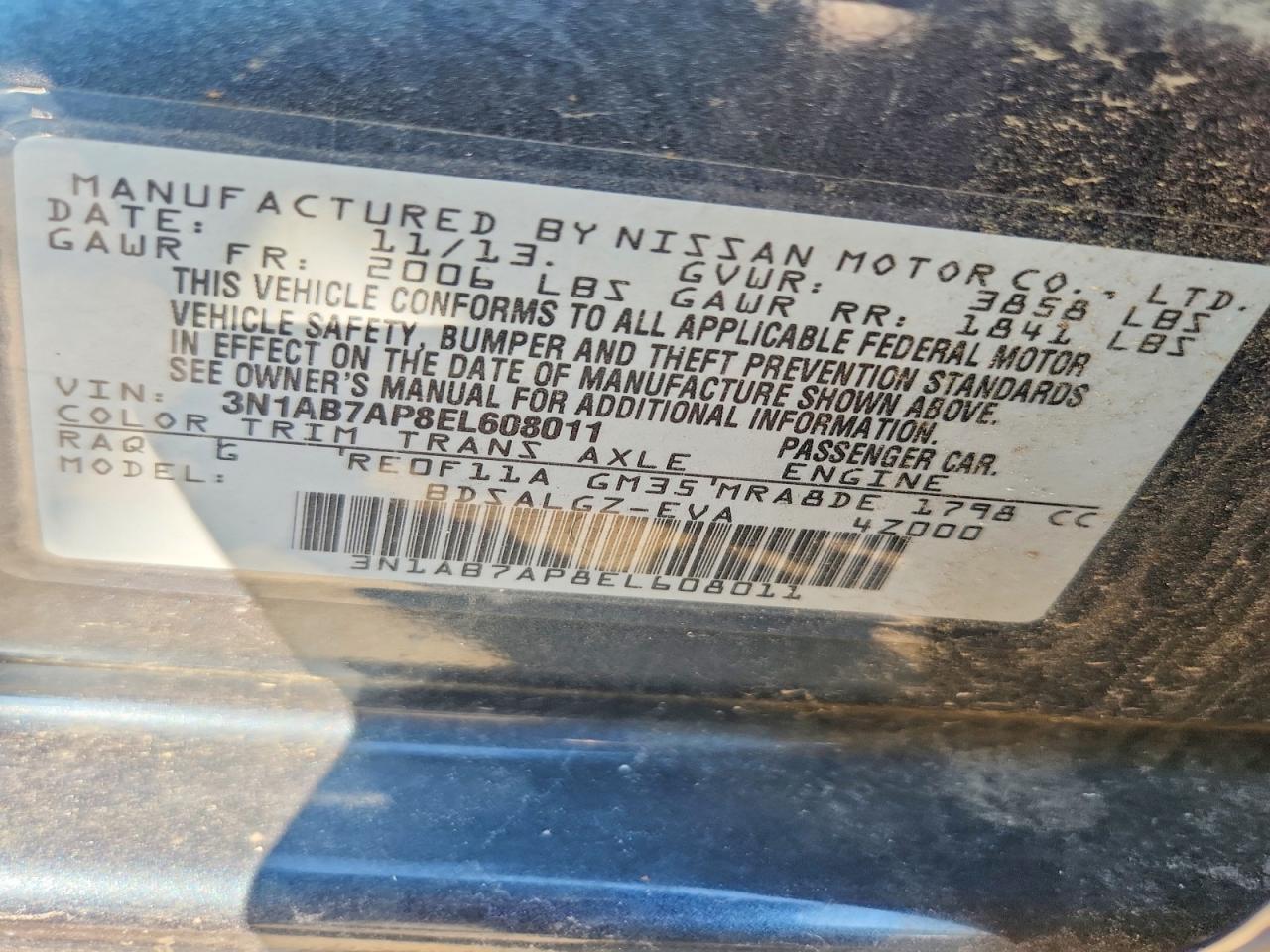2014 Nissan Sentra Sl Blue vin: 3N1AB7AP8EL608011