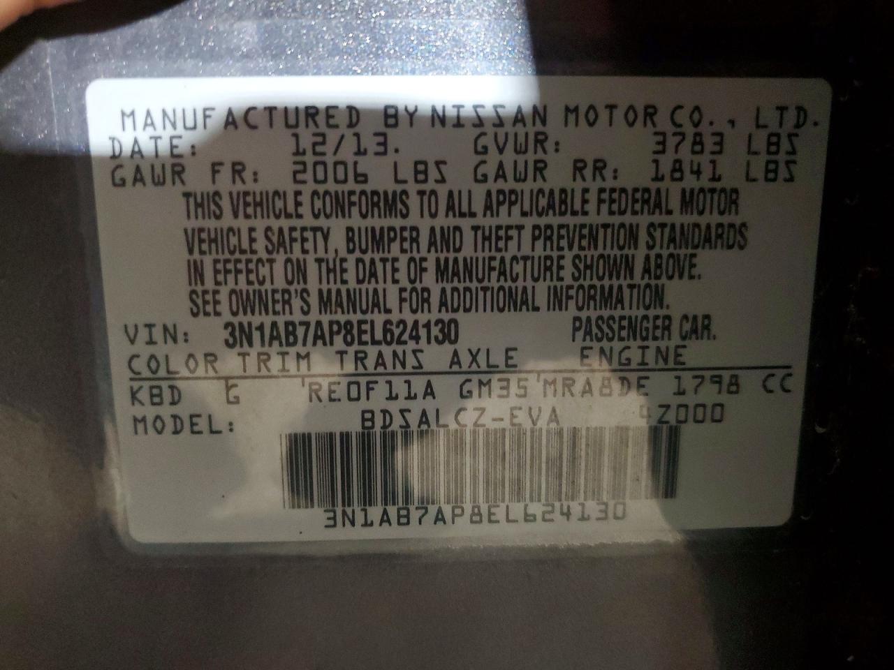 2014 Nissan Sentra S Gray vin: 3N1AB7AP8EL624130