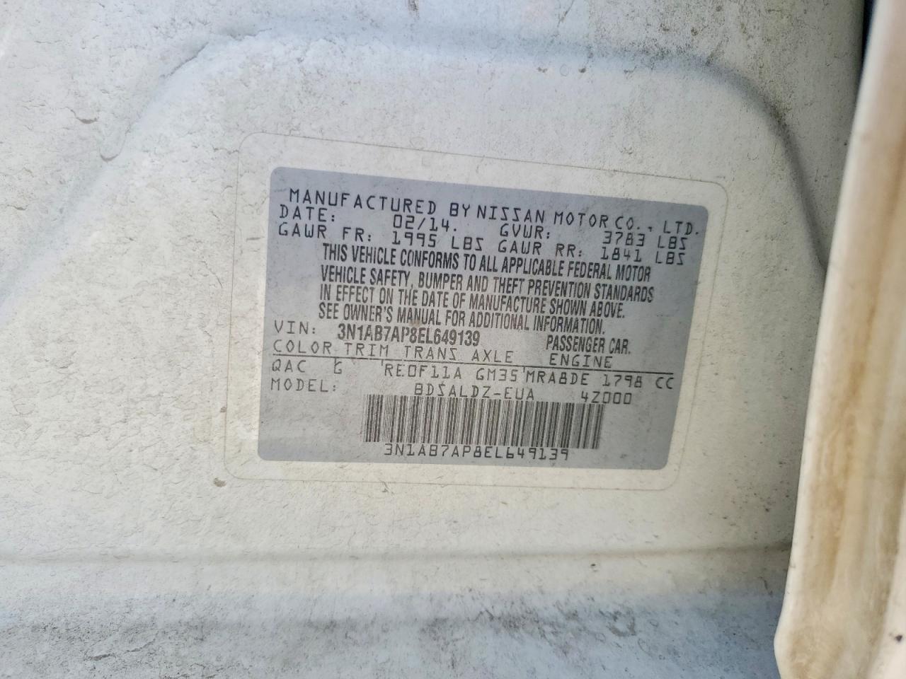 2014 Nissan Sentra Sv White vin: 3N1AB7AP8EL649139