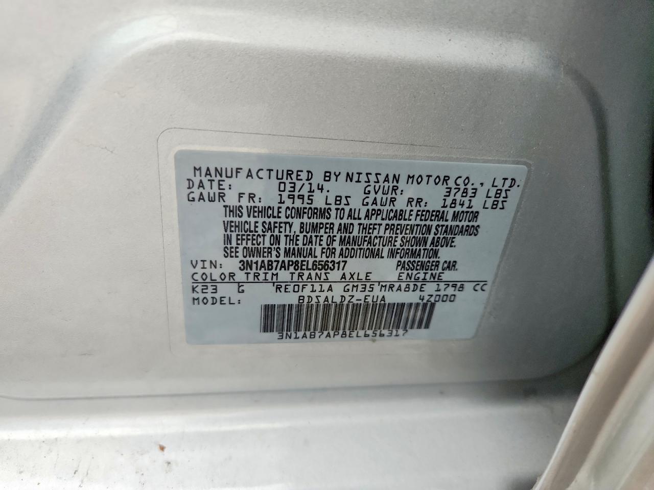 2014 Nissan Sentra Sv Silver vin: 3N1AB7AP8EL656317