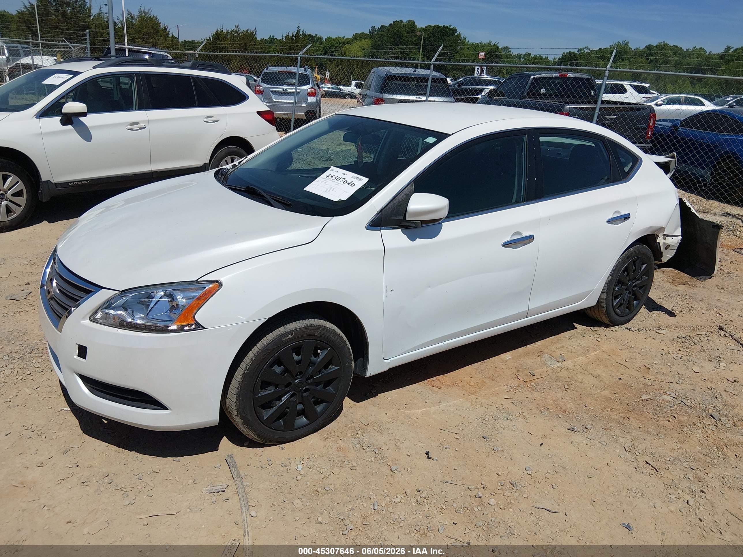 2014 Nissan Sentra Sv White vin: 3N1AB7AP8EL656625