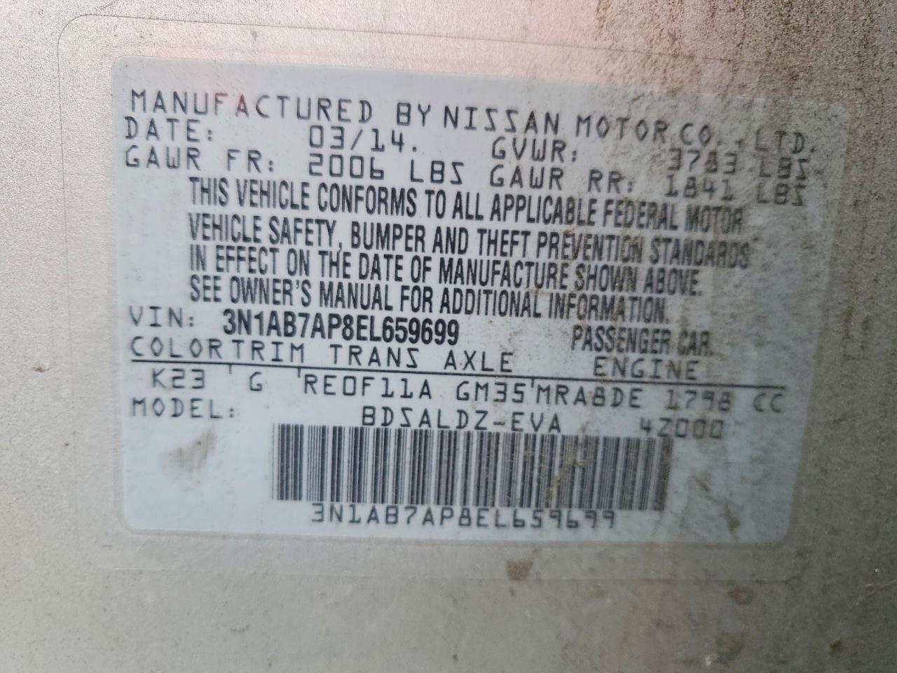 2014 Nissan Sentra Sv Silver vin: 3N1AB7AP8EL659699