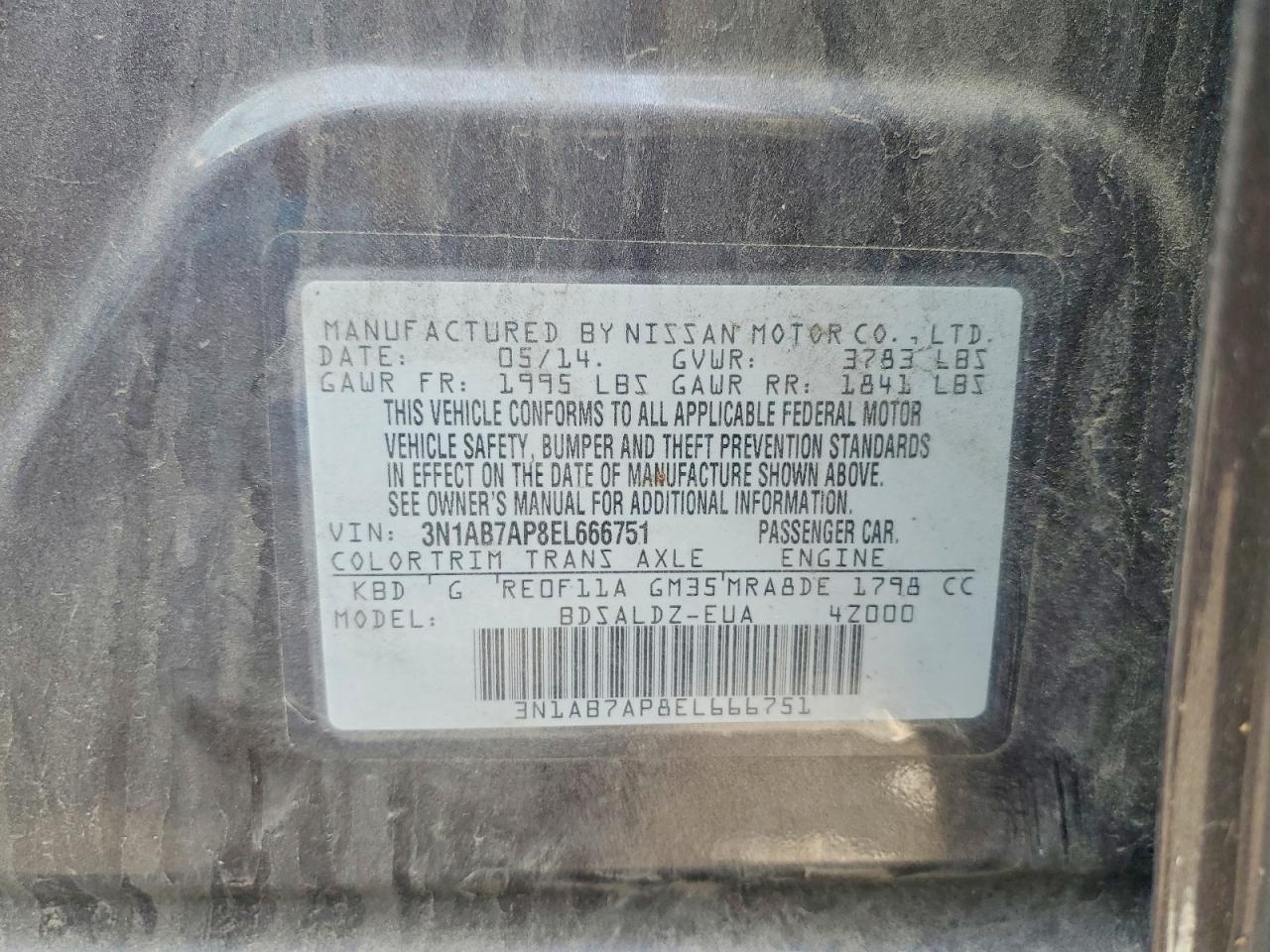 2014 Nissan Sentra Sv Gray vin: 3N1AB7AP8EL666751