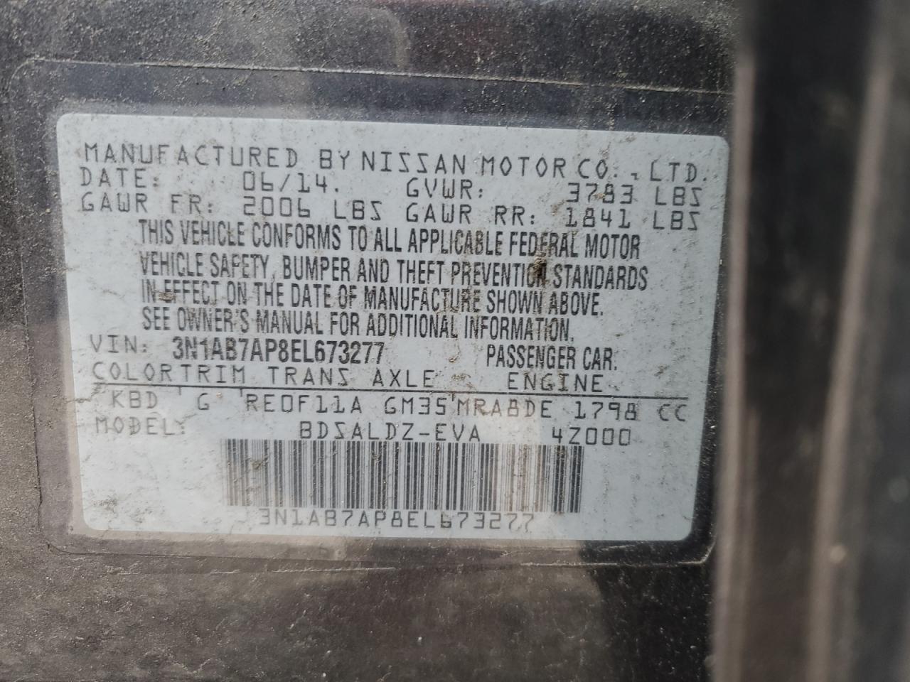 2014 Nissan Sentra S Gray vin: 3N1AB7AP8EL673277