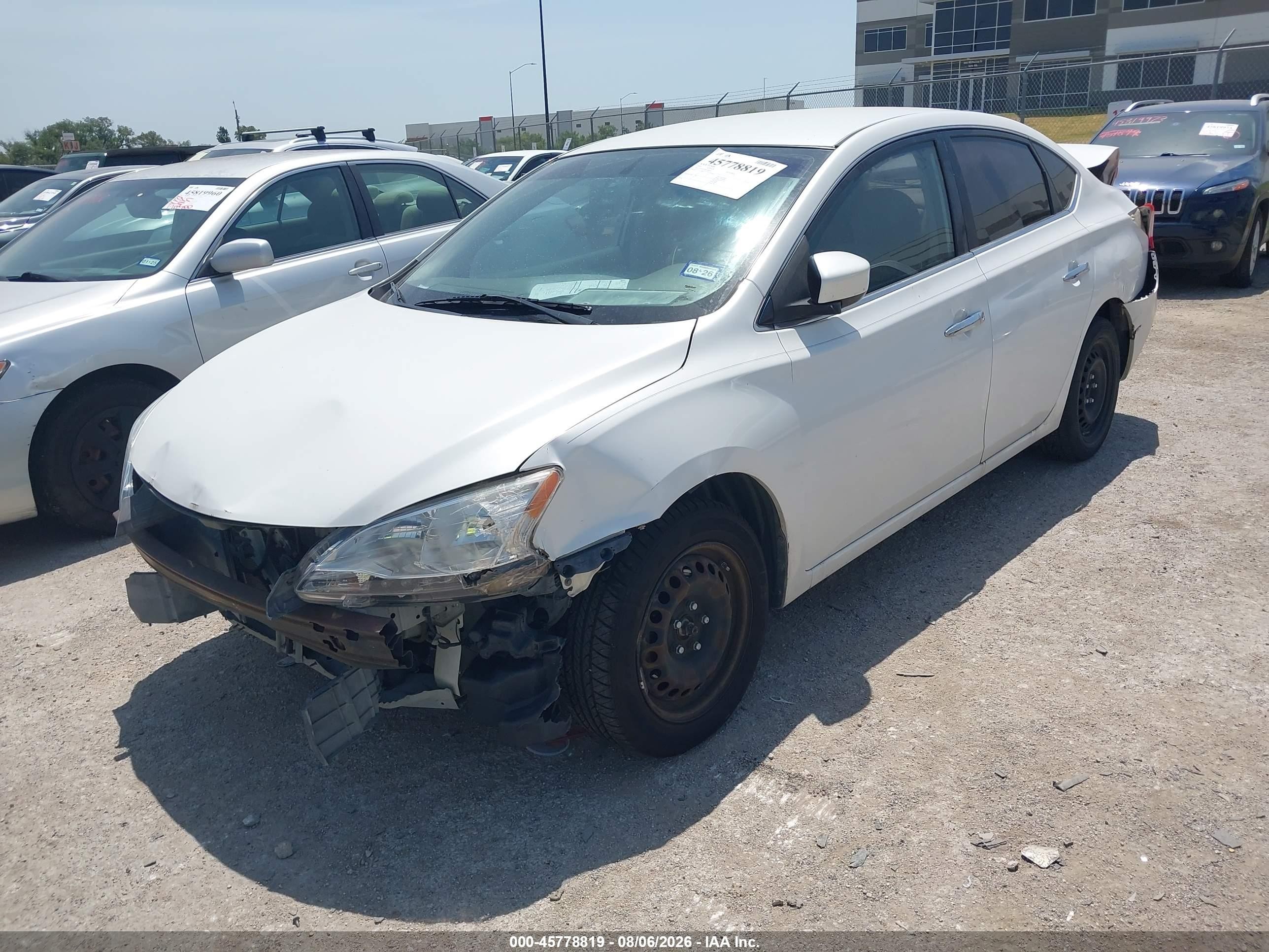 2014 Nissan Sentra S White vin: 3N1AB7AP8EL687051