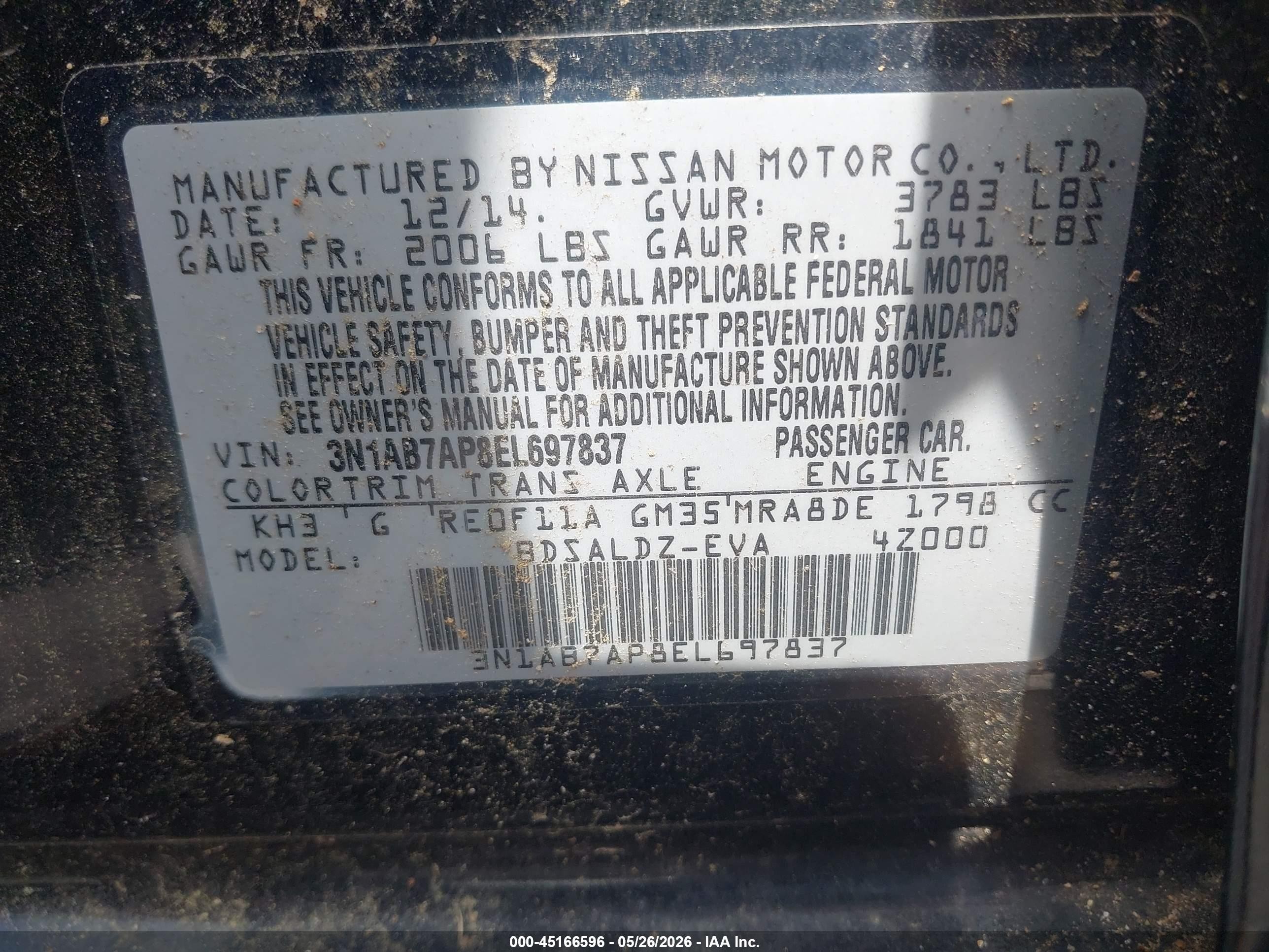 2014 Nissan Sentra Sv Black vin: 3N1AB7AP8EL697837