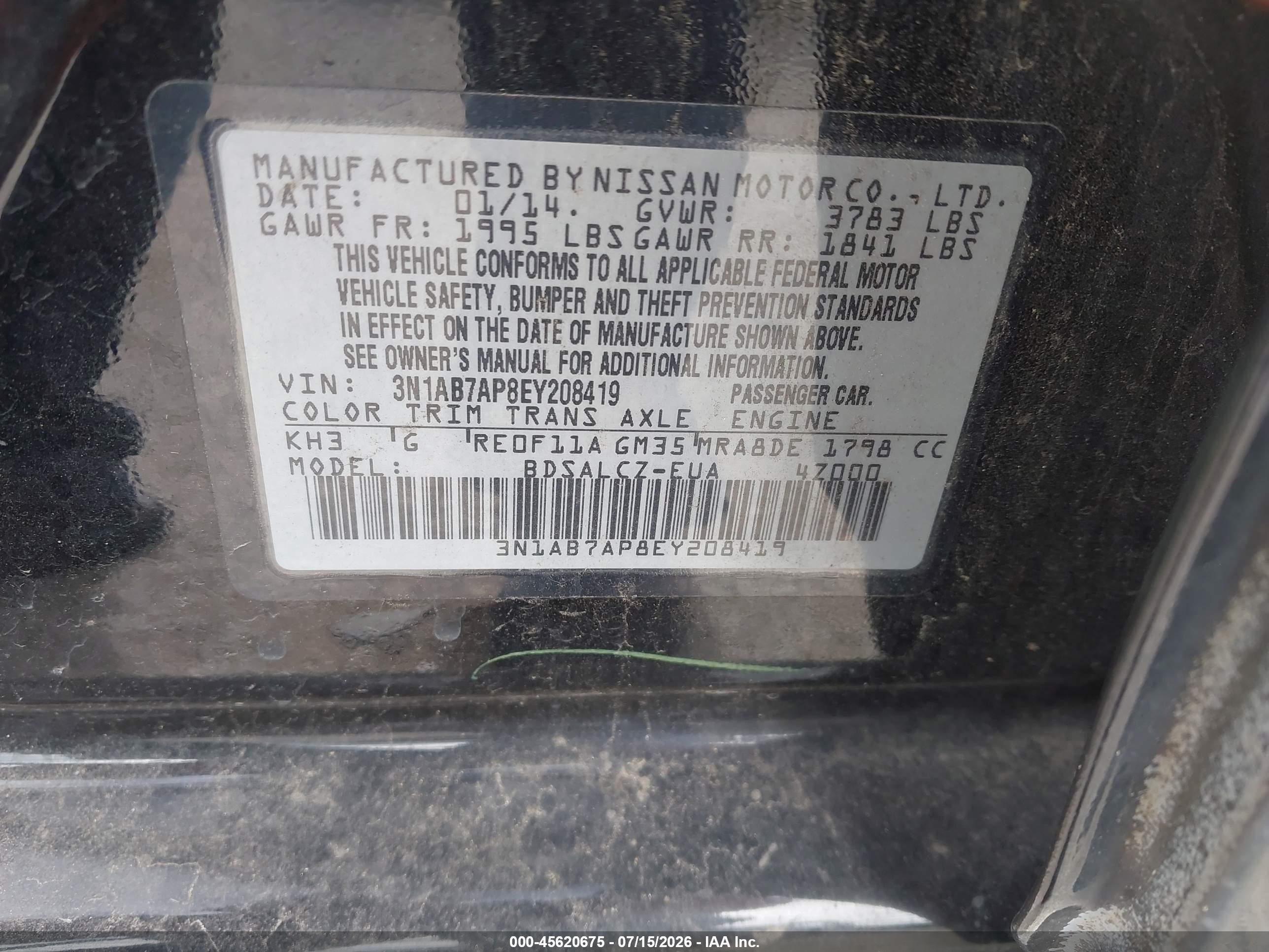 2014 Nissan Sentra S Черный vin: 3N1AB7AP8EY208419