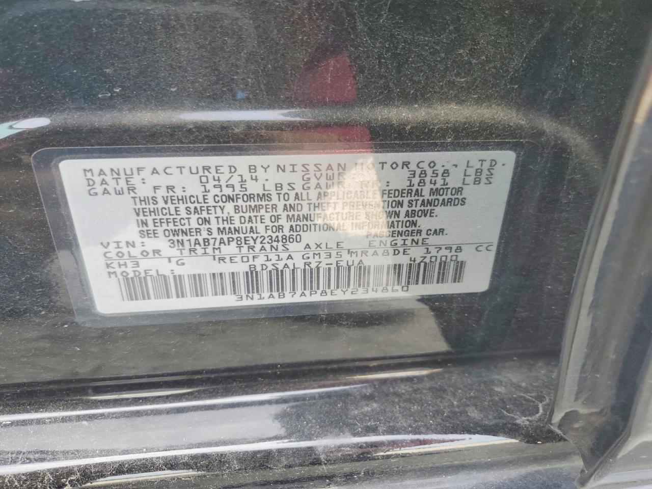 2014 Nissan Sentra Sr Black vin: 3N1AB7AP8EY234860