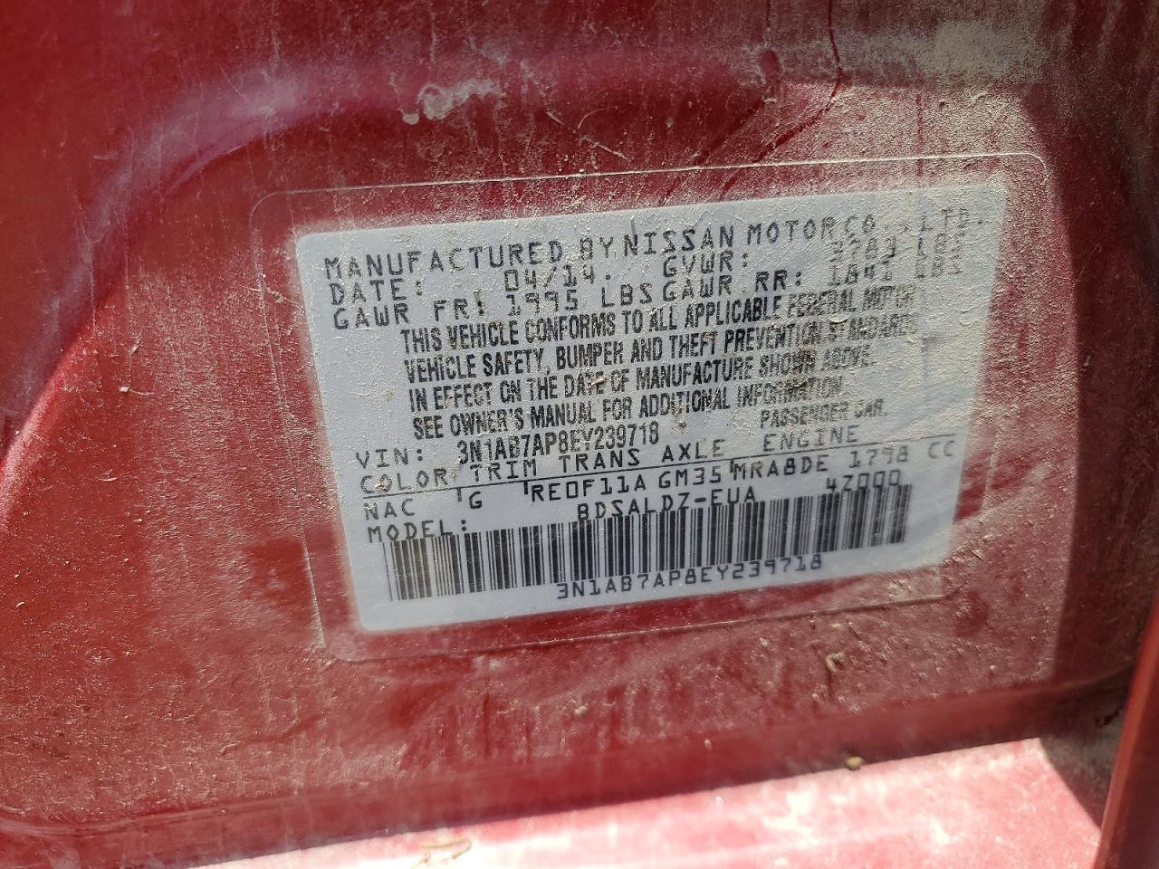 2014 Nissan Sentra Sv Красный vin: 3N1AB7AP8EY239718