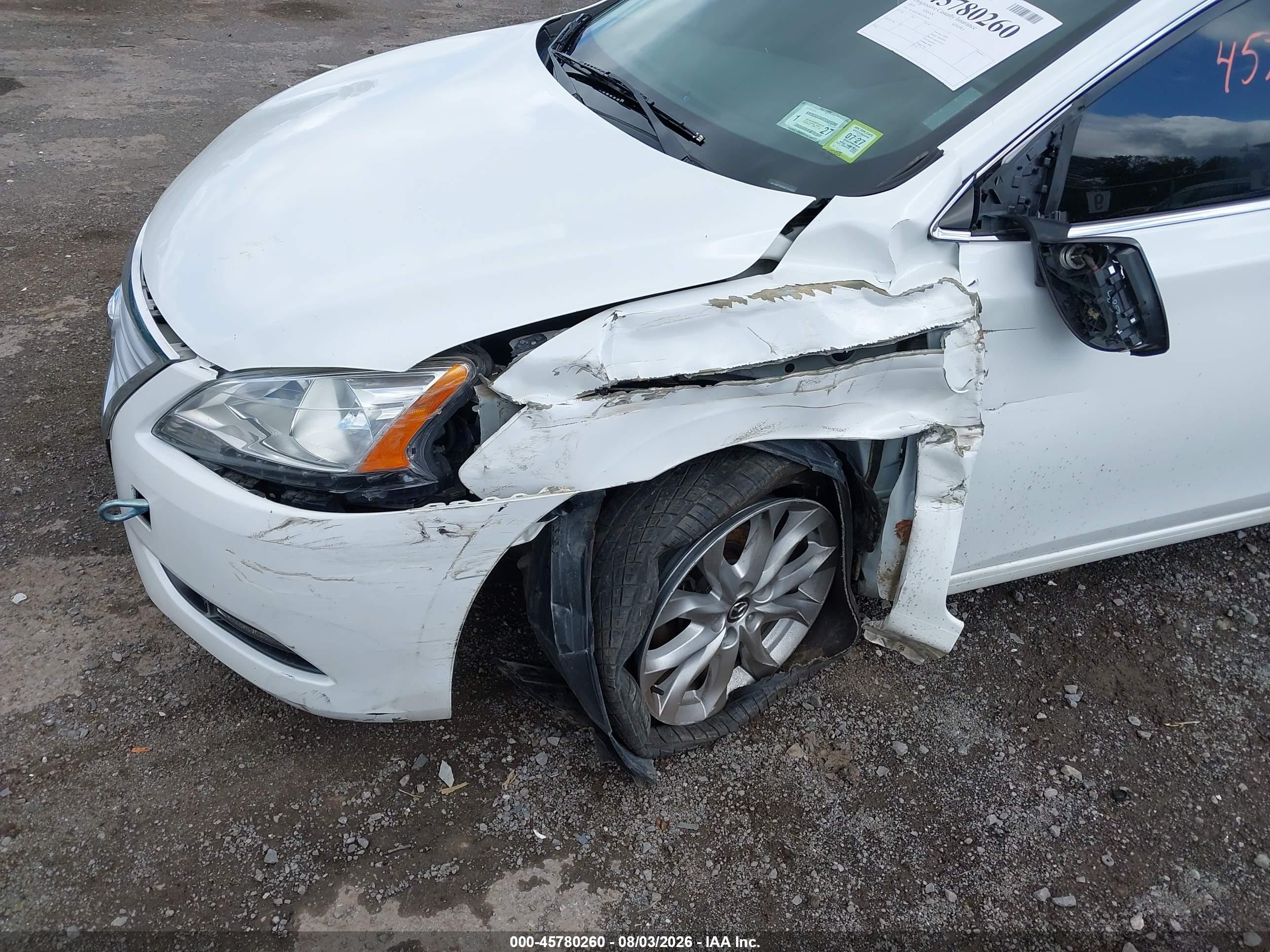 2014 Nissan Sentra Fe+ S/fe+ Sv/s/sl/sr/sv White vin: 3N1AB7AP8EY249536