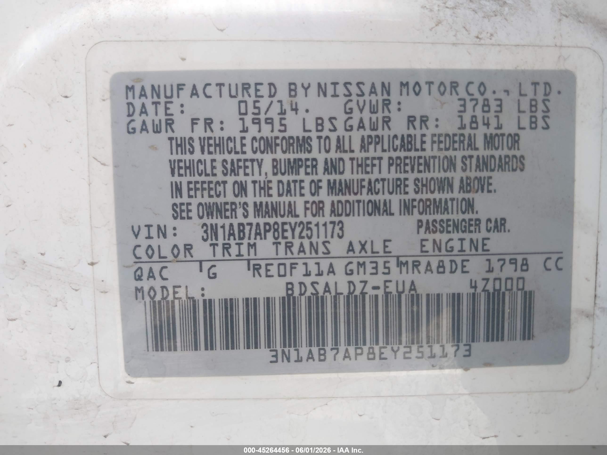 2014 Nissan Sentra Sv White vin: 3N1AB7AP8EY251173
