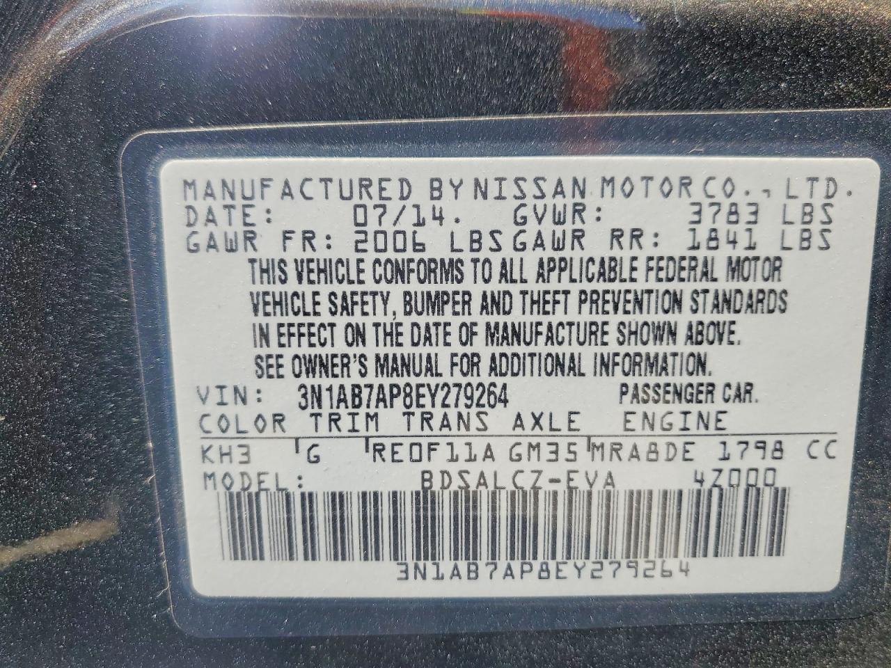 2014 Nissan Sentra S Black vin: 3N1AB7AP8EY279264