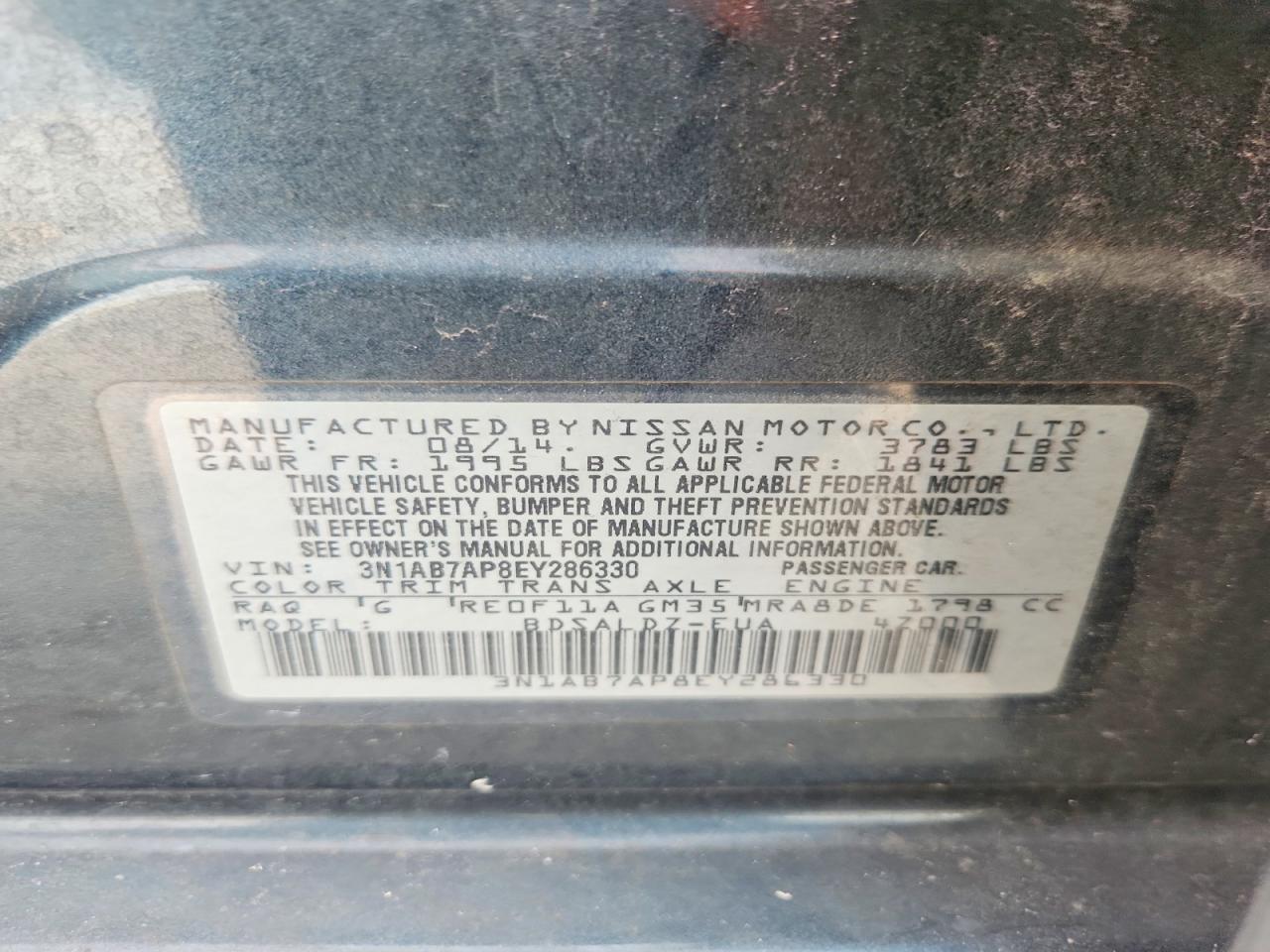 2014 Nissan Sentra Sv Black vin: 3N1AB7AP8EY286330