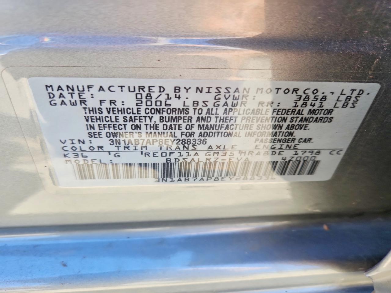 2014 Nissan Sentra Sr Gray vin: 3N1AB7AP8EY288336