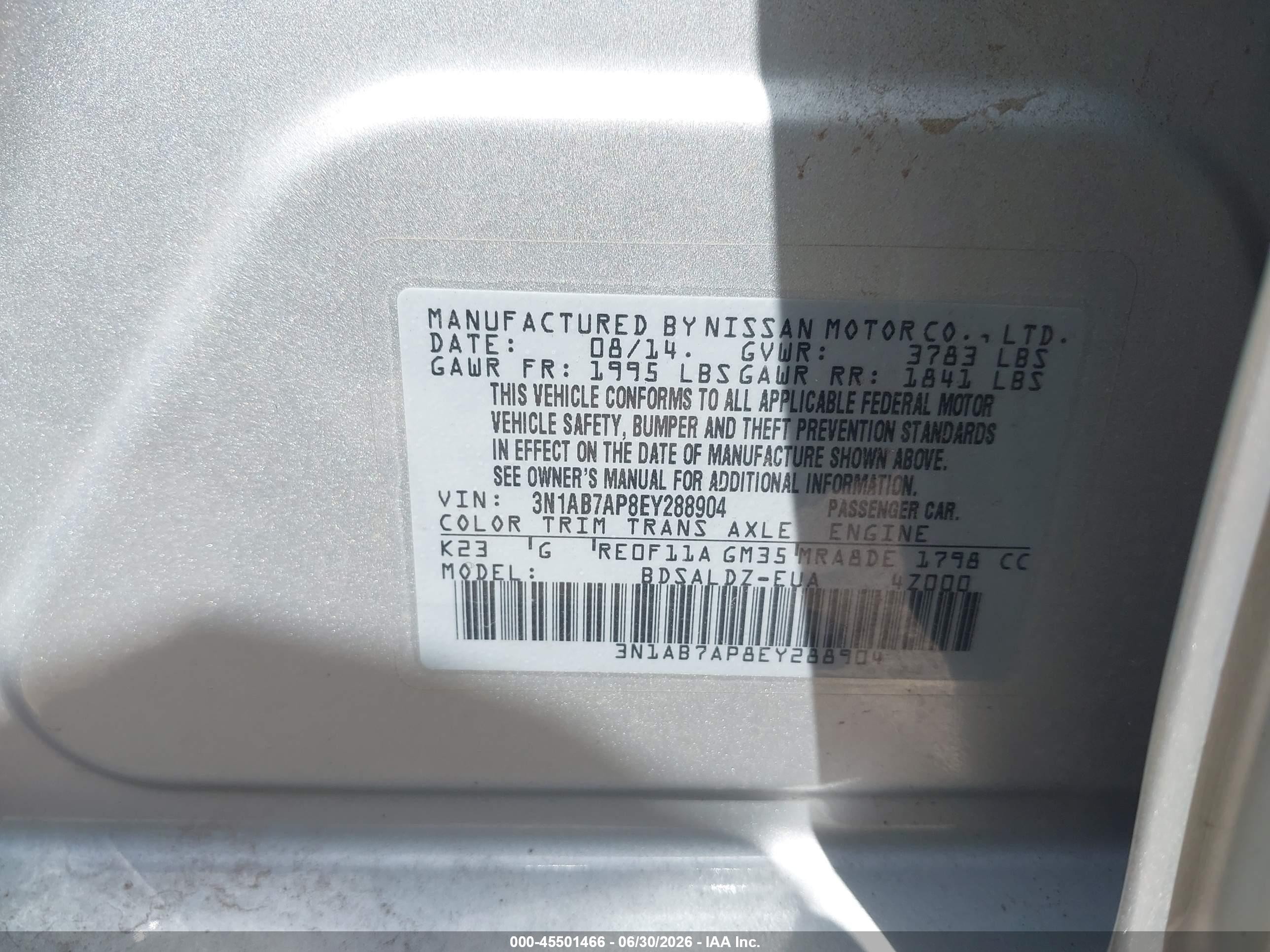 2014 Nissan Sentra Sv Серебряный vin: 3N1AB7AP8EY288904