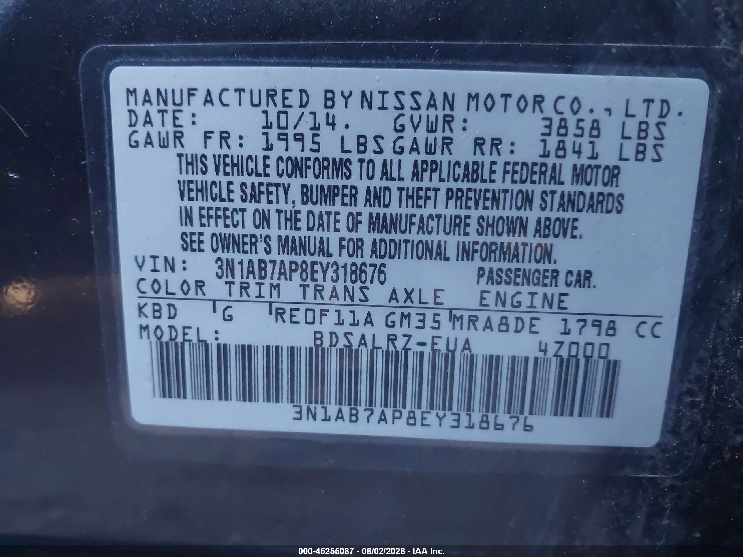 2014 Nissan Sentra Sr Gray vin: 3N1AB7AP8EY318676