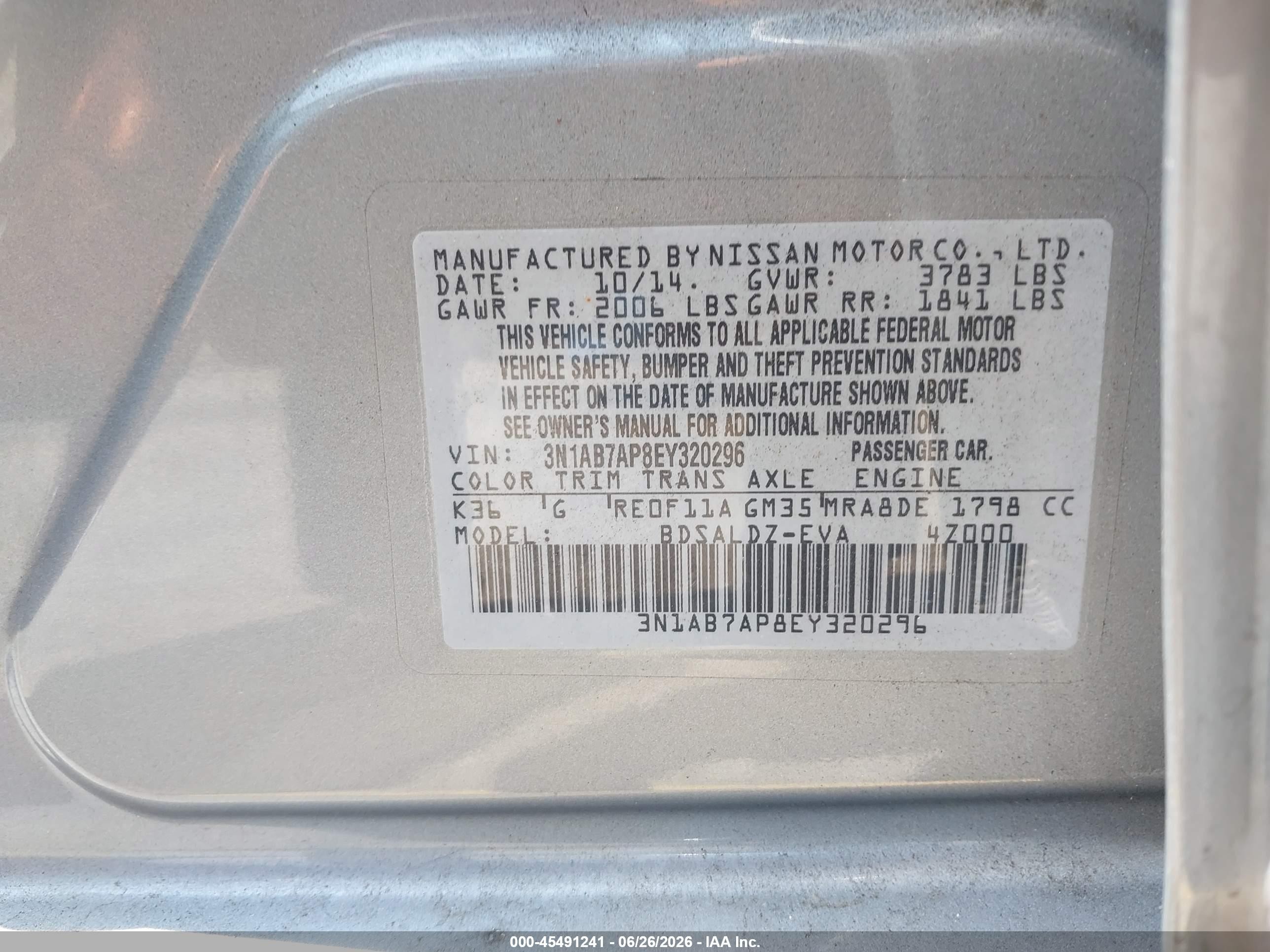 2014 Nissan Sentra Sv Silver vin: 3N1AB7AP8EY320296