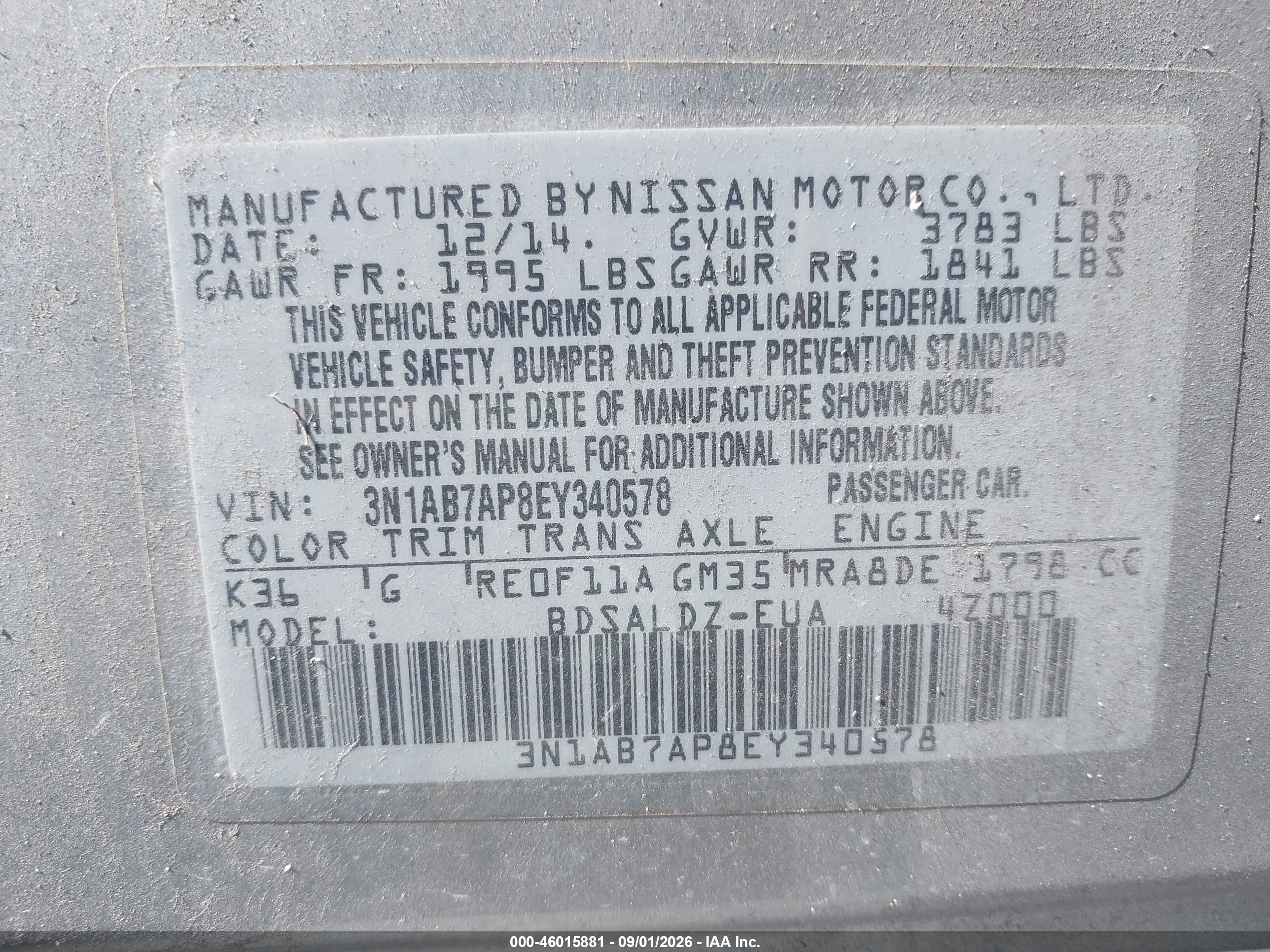2014 Nissan Sentra Sv Silver vin: 3N1AB7AP8EY340578
