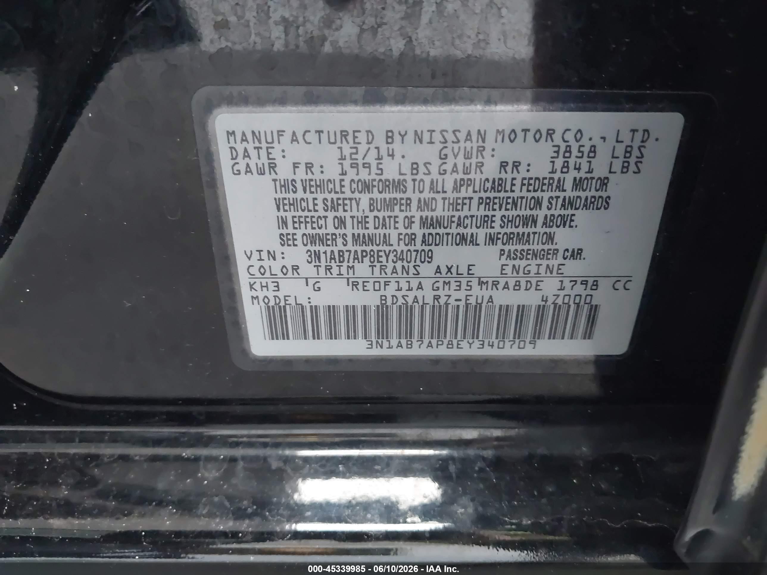 2014 Nissan Sentra Sr Black vin: 3N1AB7AP8EY340709