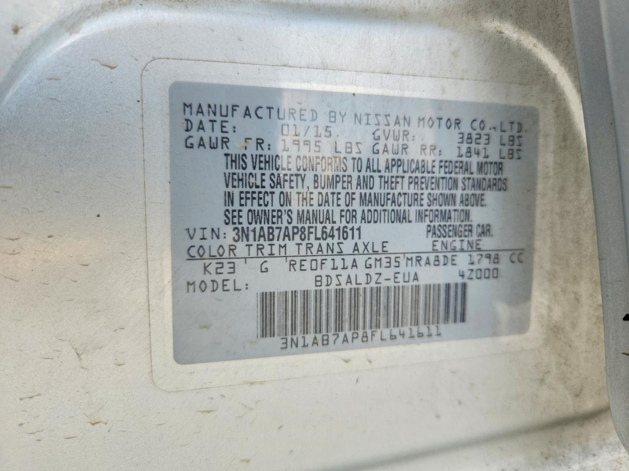2015 Nissan Sentra Sv Silver vin: 3N1AB7AP8FL641611
