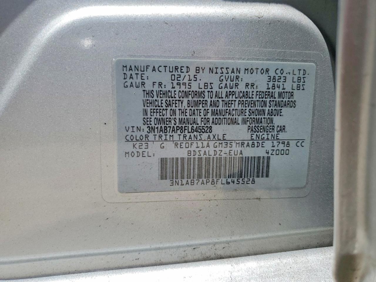2015 Nissan Sentra Sv Серебряный vin: 3N1AB7AP8FL645528