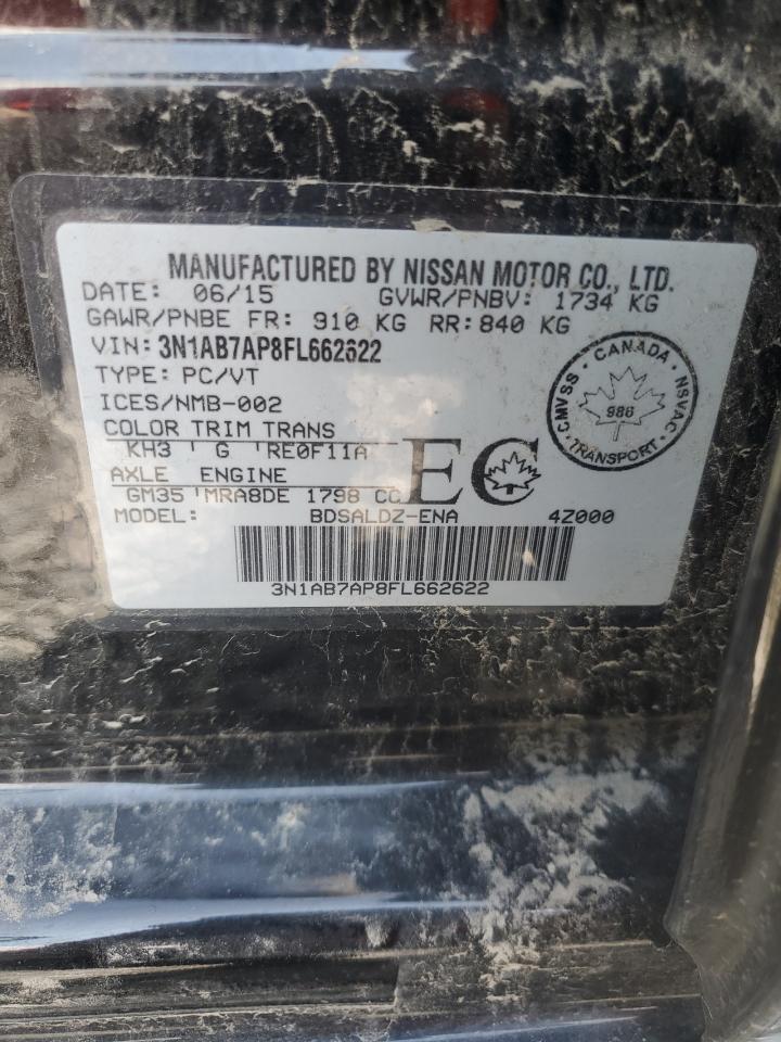 2015 Nissan Sentra S Black vin: 3N1AB7AP8FL662622