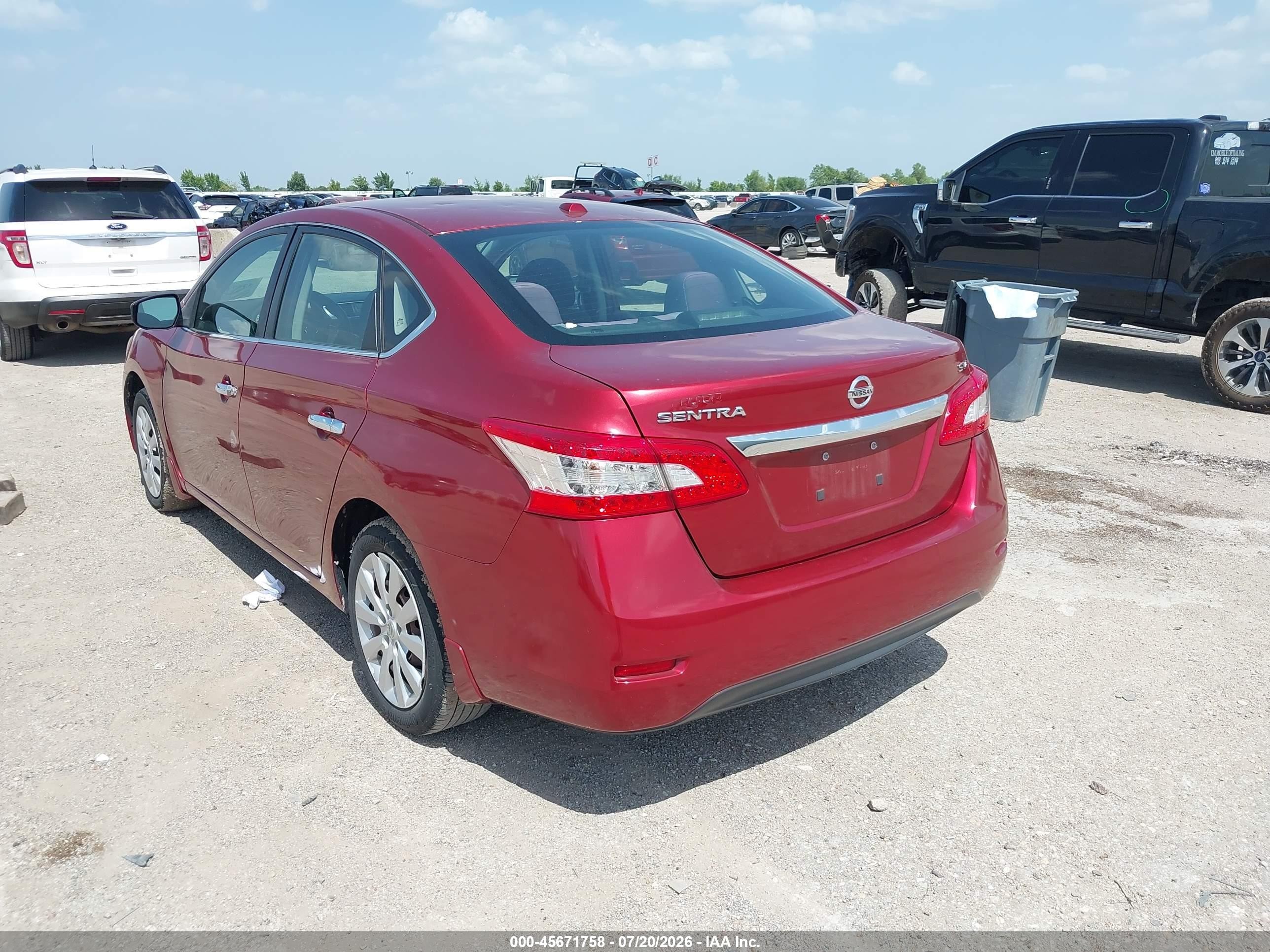 2015 Nissan Sentra Sv Red vin: 3N1AB7AP8FL678139