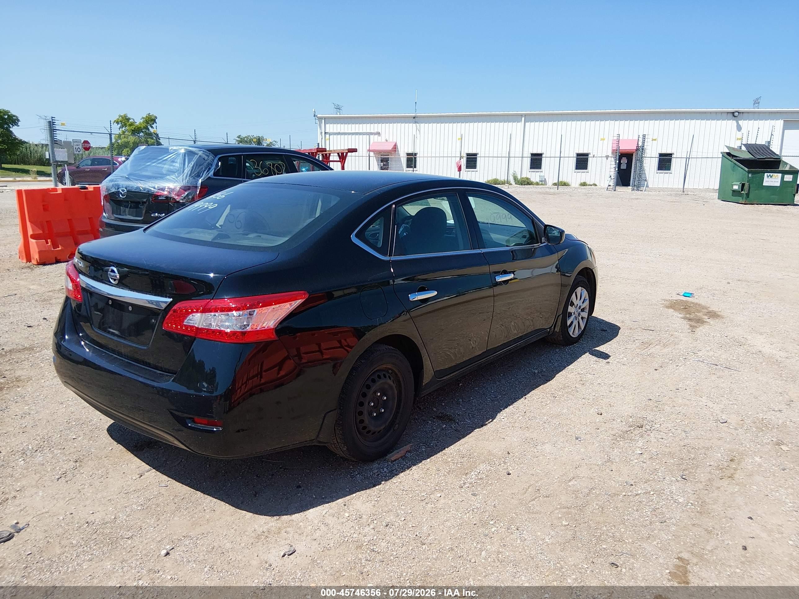 2015 Nissan Sentra S Black vin: 3N1AB7AP8FY224461