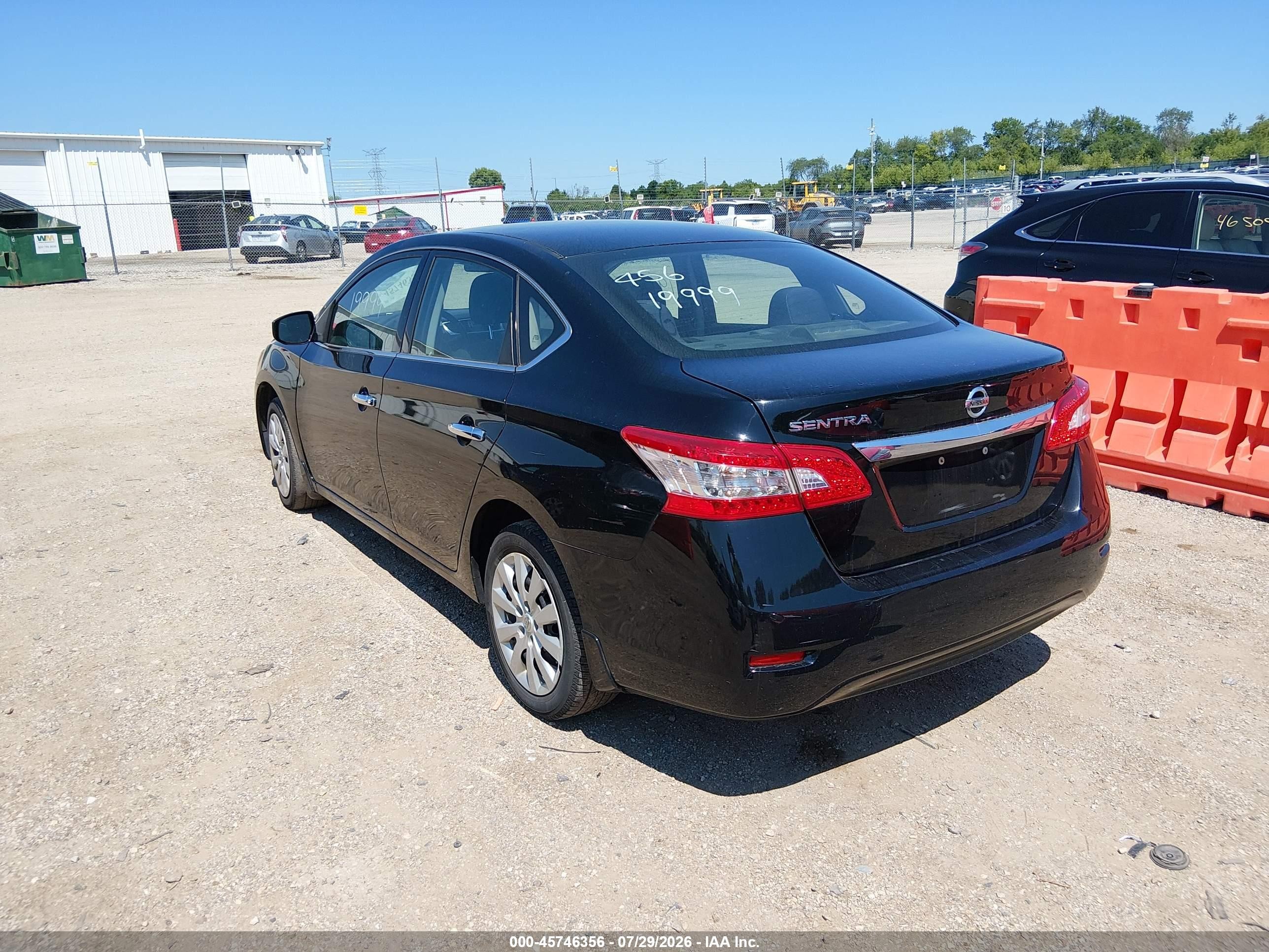 2015 Nissan Sentra S Black vin: 3N1AB7AP8FY224461