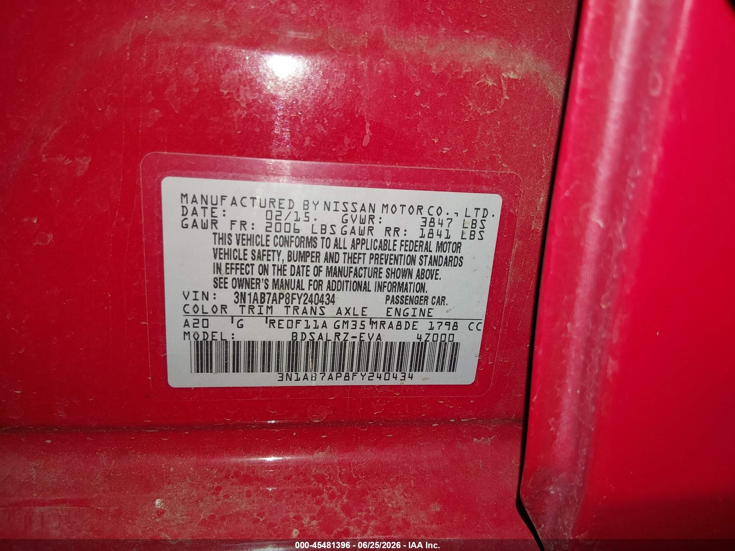 2015 Nissan Sentra Sr Red vin: 3N1AB7AP8FY240434