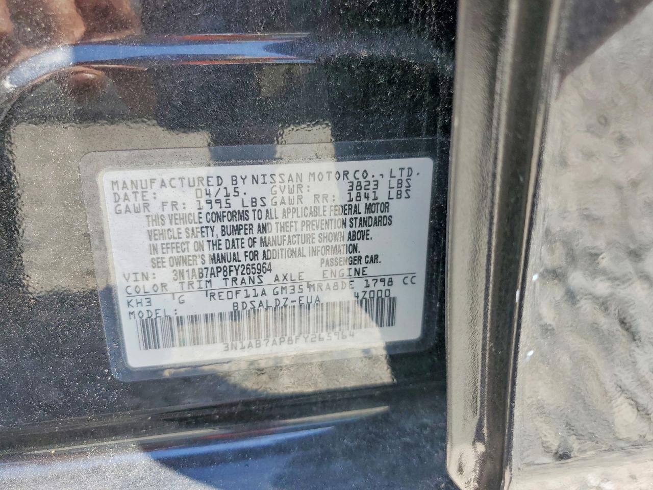 2015 Nissan Sentra Sv Black vin: 3N1AB7AP8FY265964