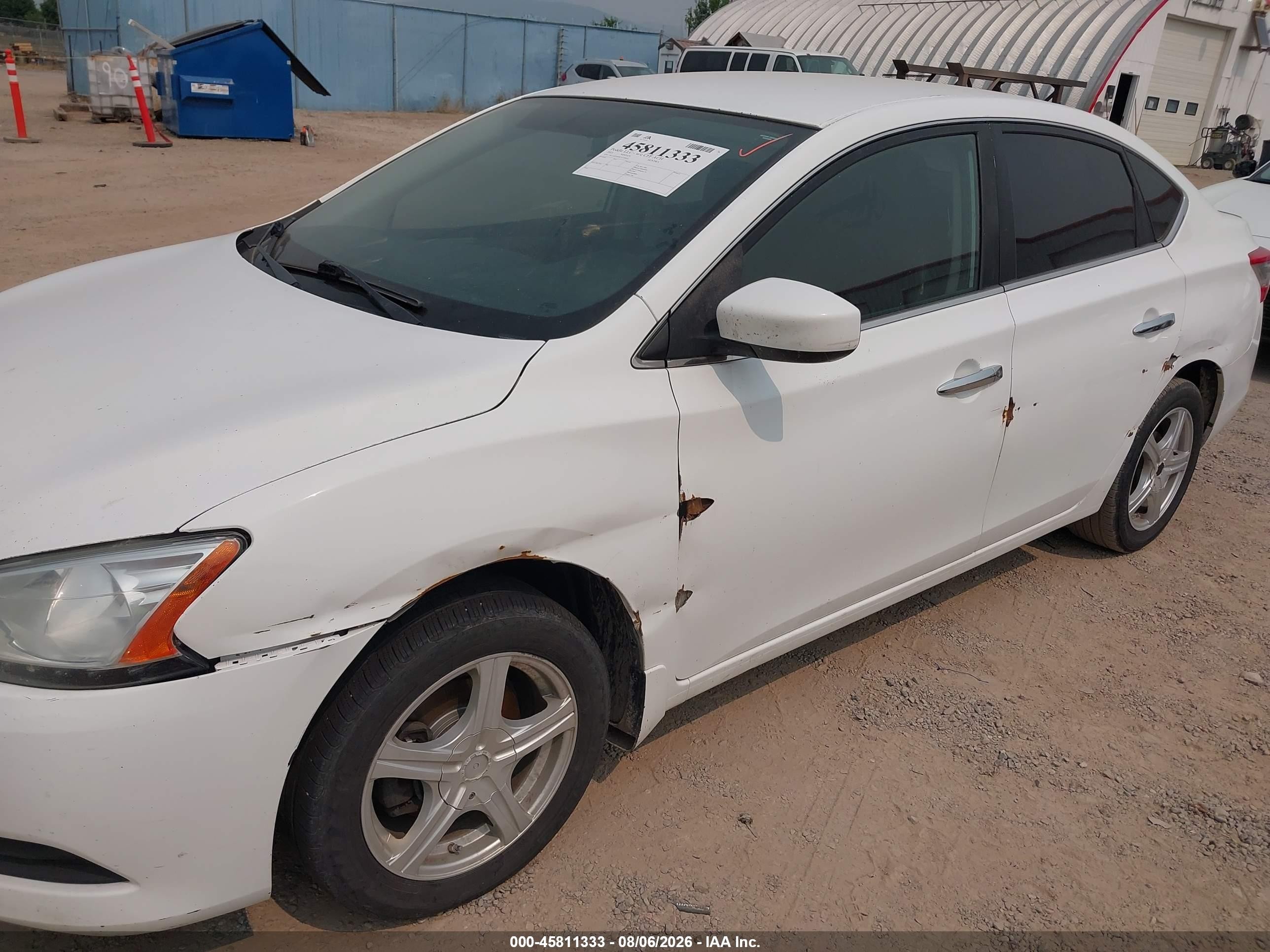 2015 Nissan Sentra S White vin: 3N1AB7AP8FY275930