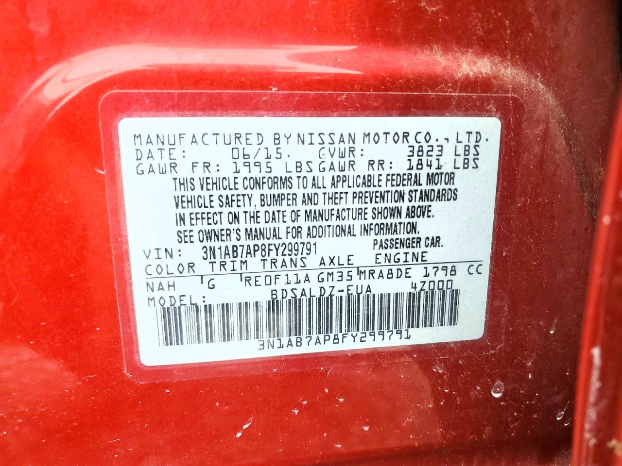2015 Nissan Sentra Sv Красный vin: 3N1AB7AP8FY299791