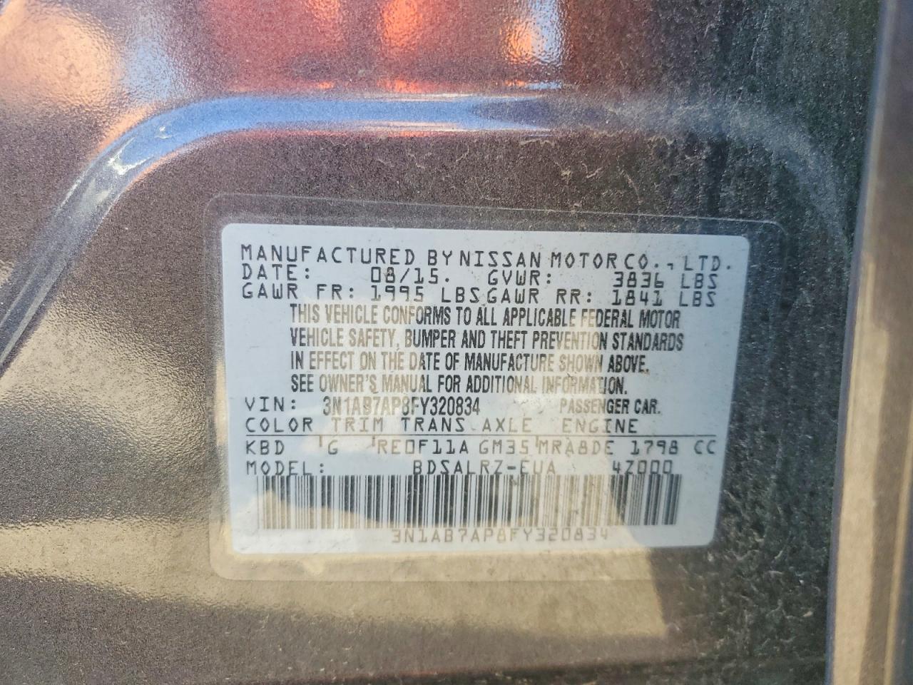 2015 Nissan Sentra Sr Gray vin: 3N1AB7AP8FY320834