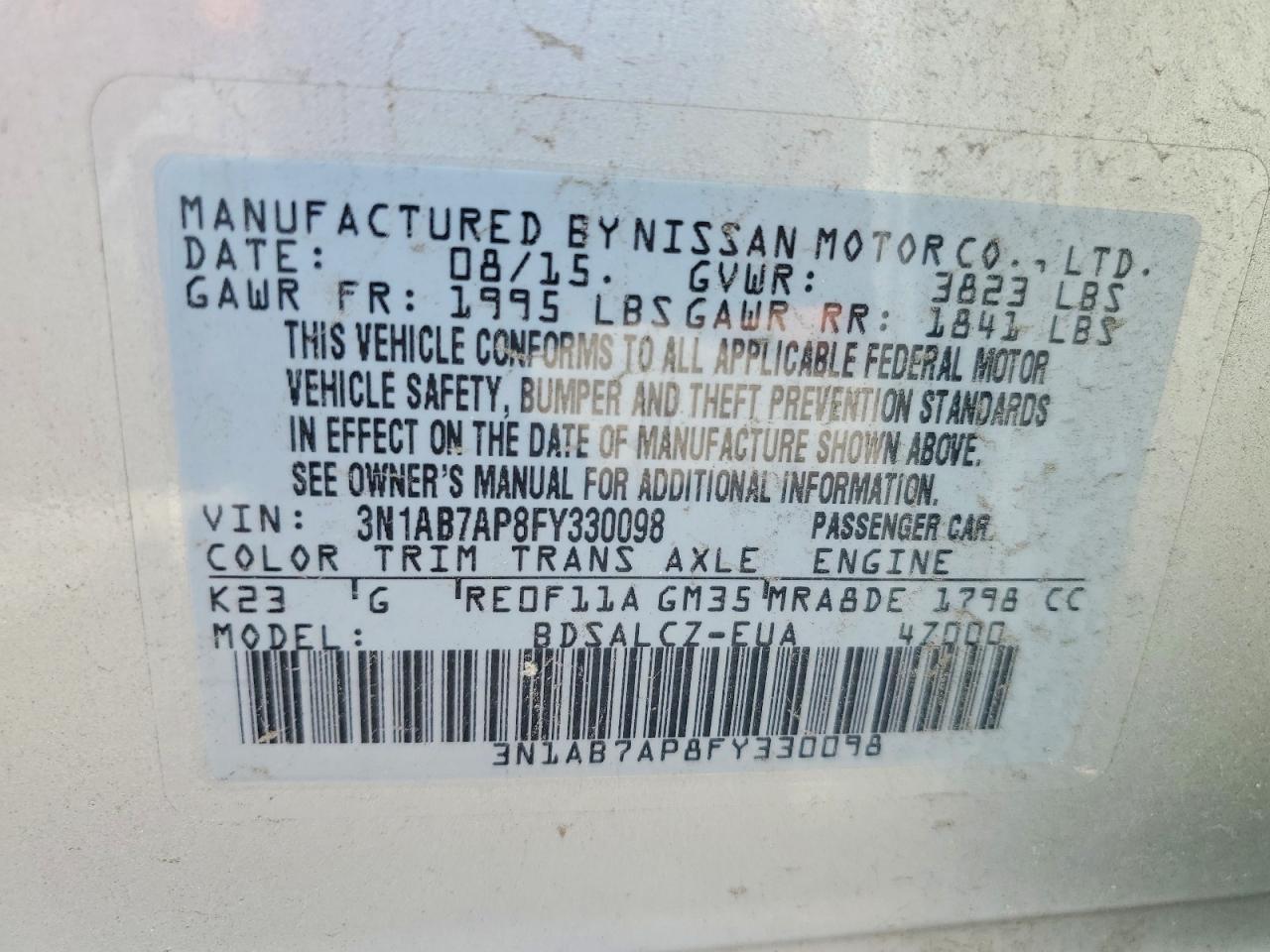 2015 Nissan Sentra S Silver vin: 3N1AB7AP8FY330098