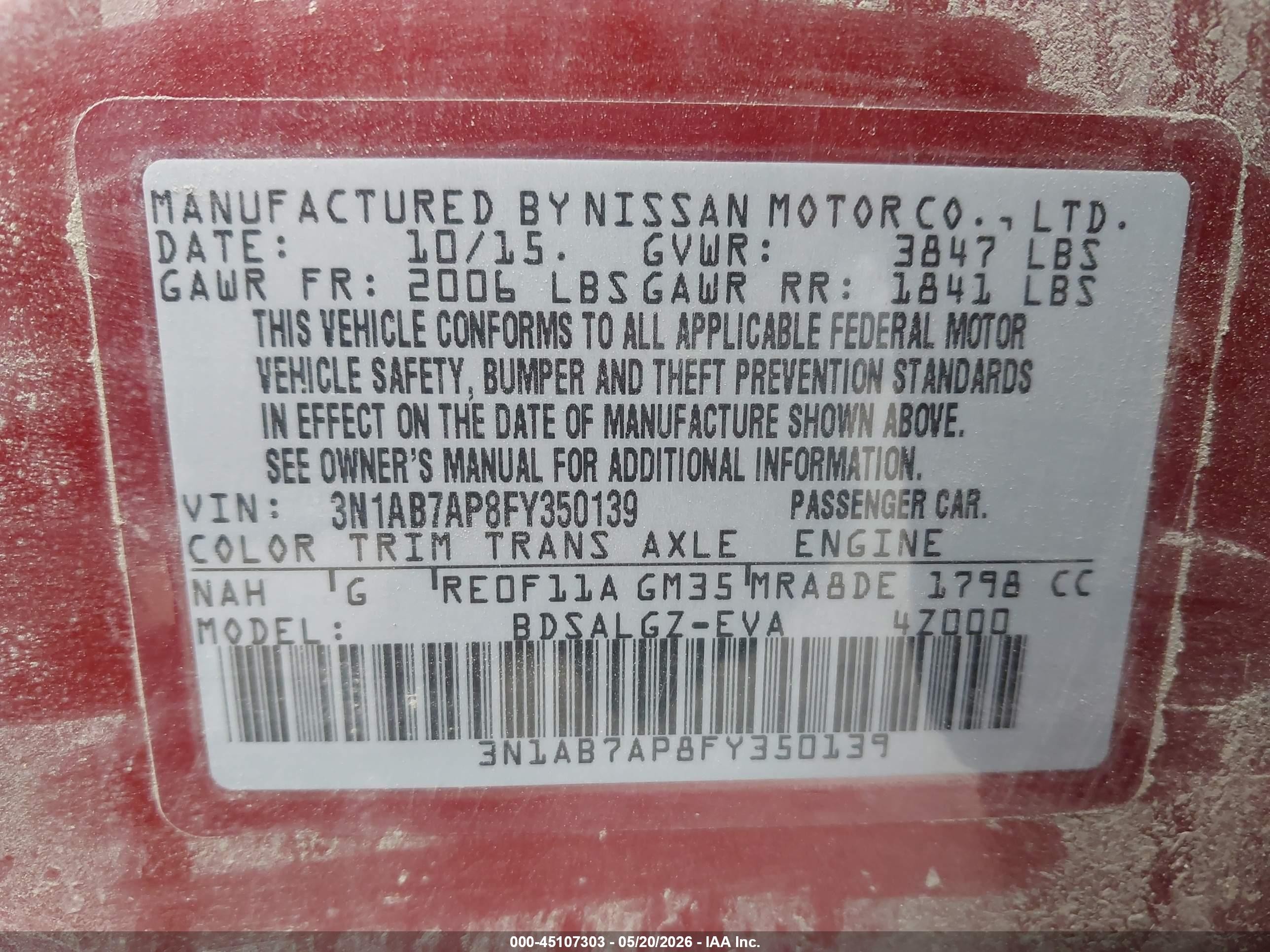 2015 Nissan Sentra Sl Red vin: 3N1AB7AP8FY350139