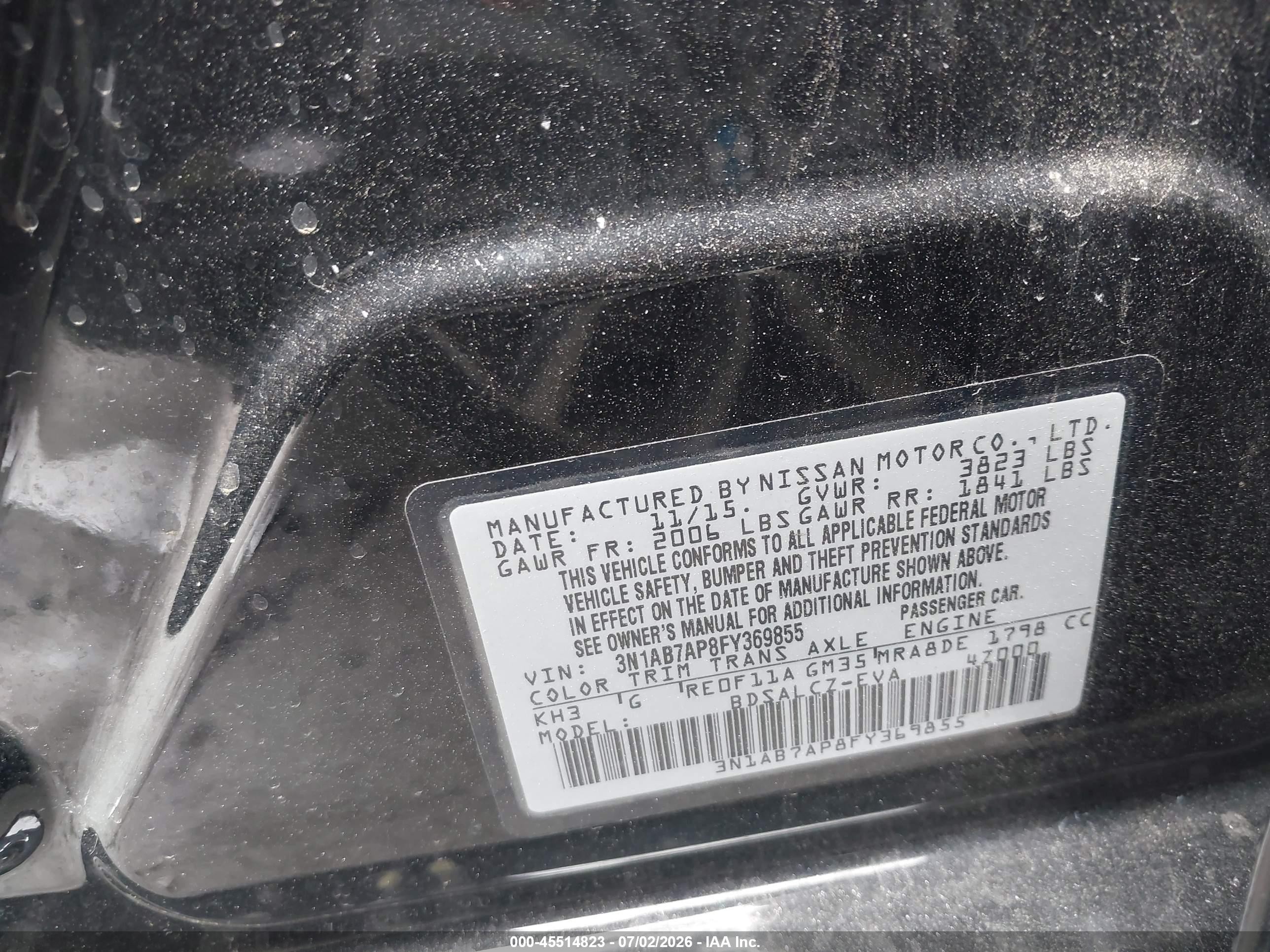 2015 Nissan Sentra S Black vin: 3N1AB7AP8FY369855